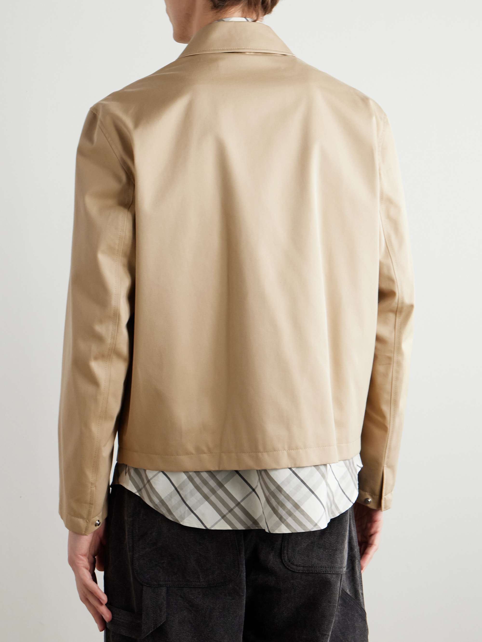Logo-Embroidered Cotton-Gabardine Harrington Jacket view