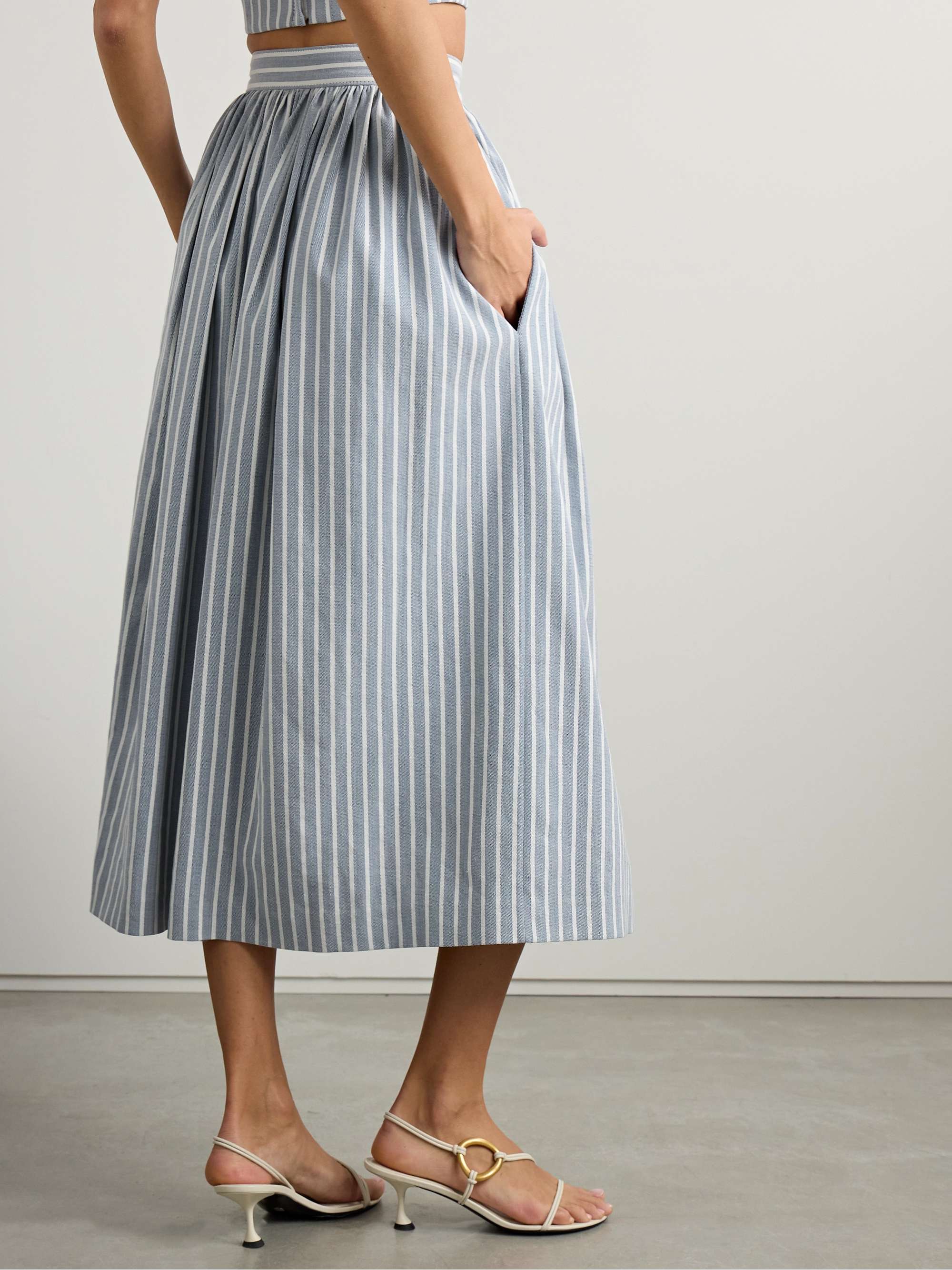 Bryce striped denim midi skirt view
