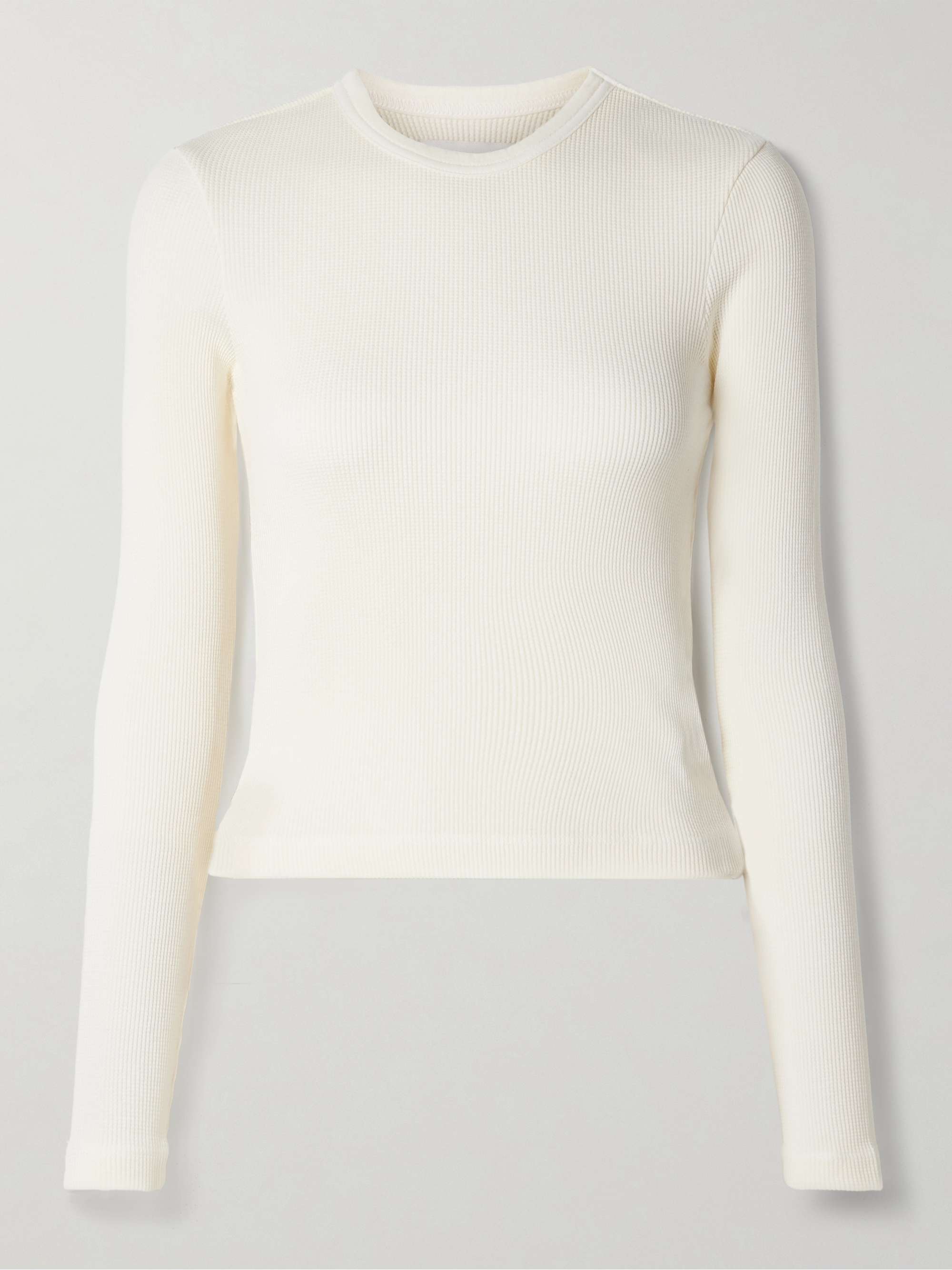 Pilar cropped waffle-knit cotton T-shirt view