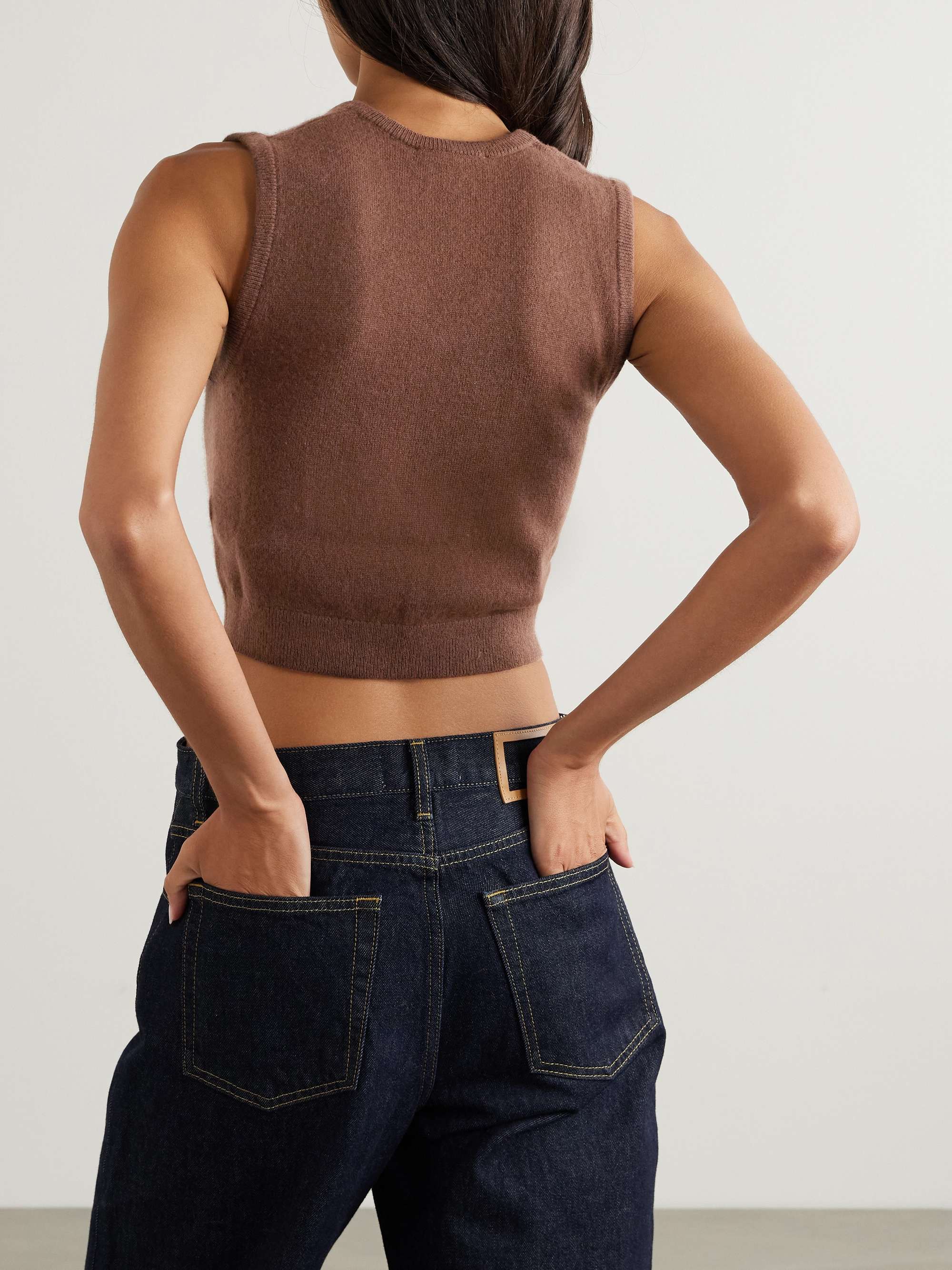 Lenny cropped embellished cashmere vest view