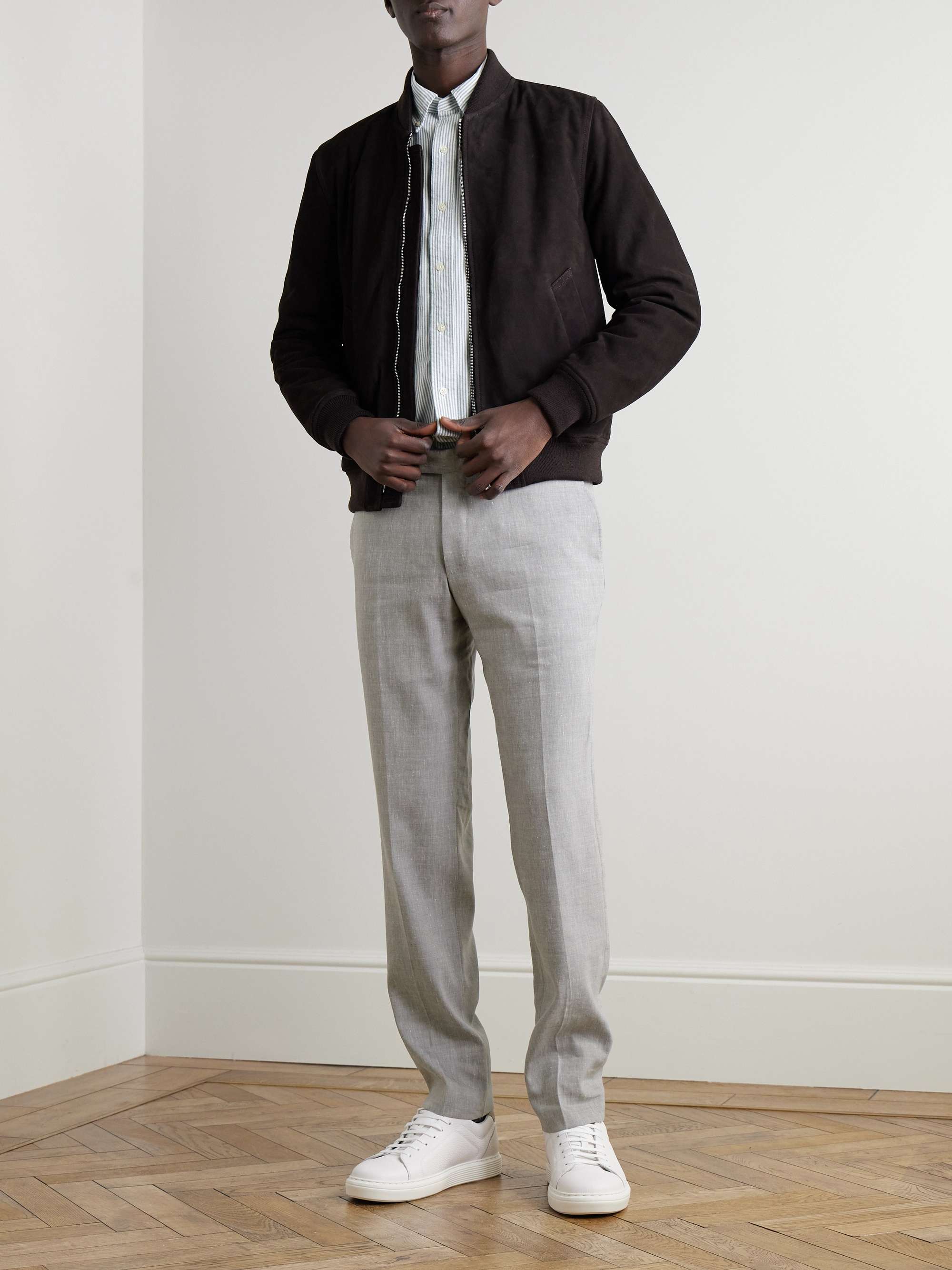 Tapered Linen and Wool-Blend Suit Trousers view