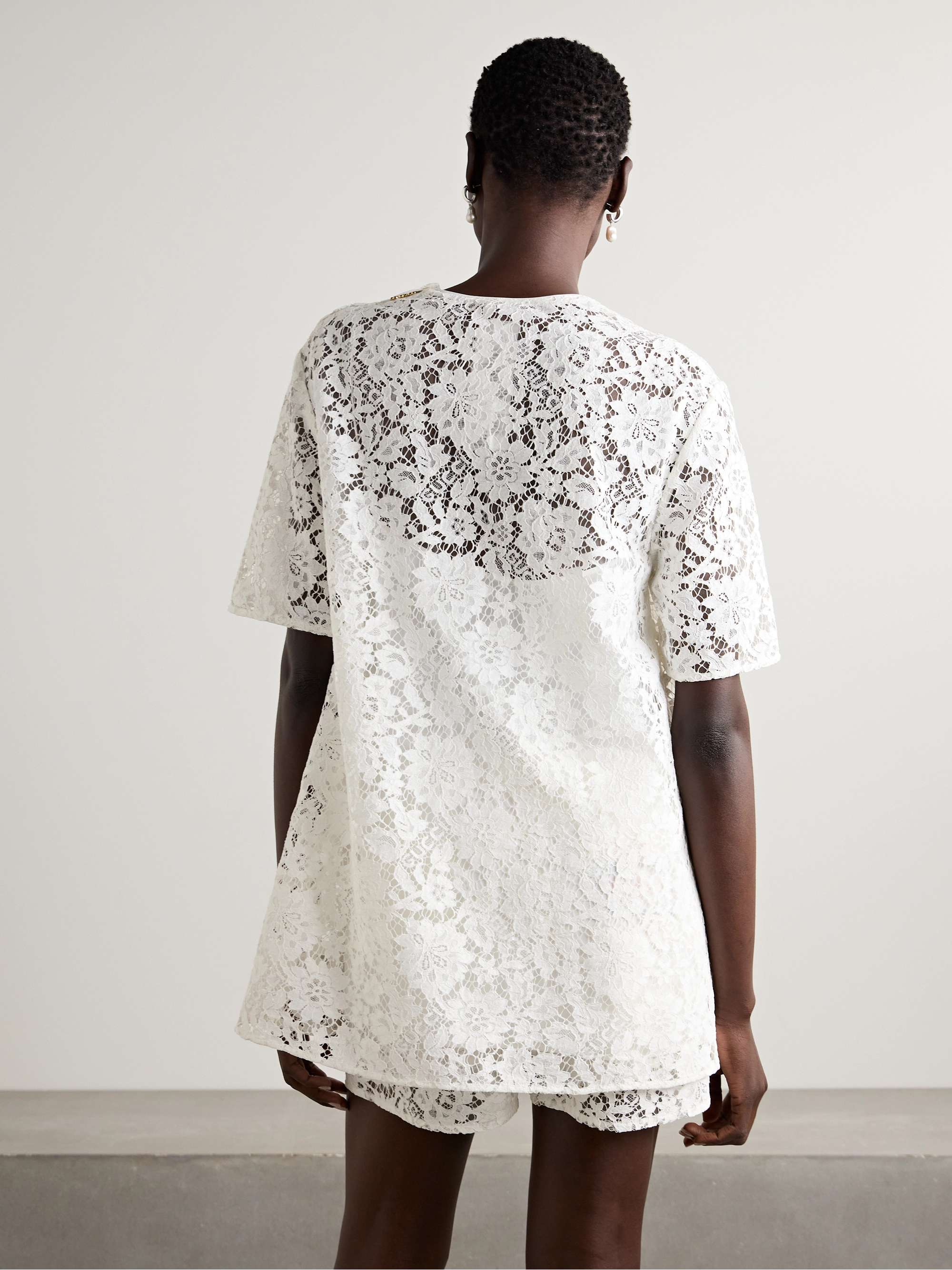 Printed corded lace T-shirt view