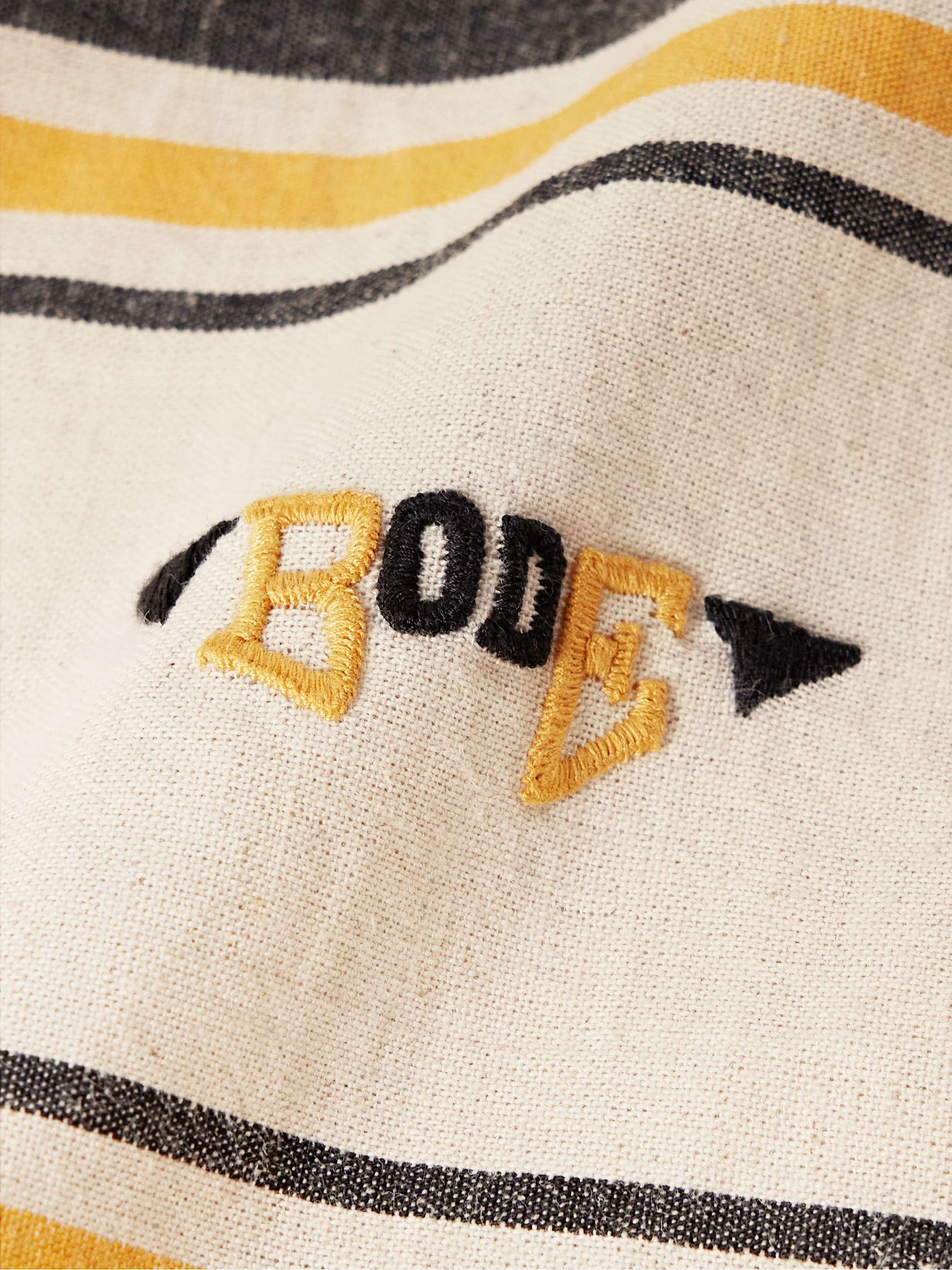 Namesake Camp-Collar Logo-Embroidered Striped Cotton Shirt view