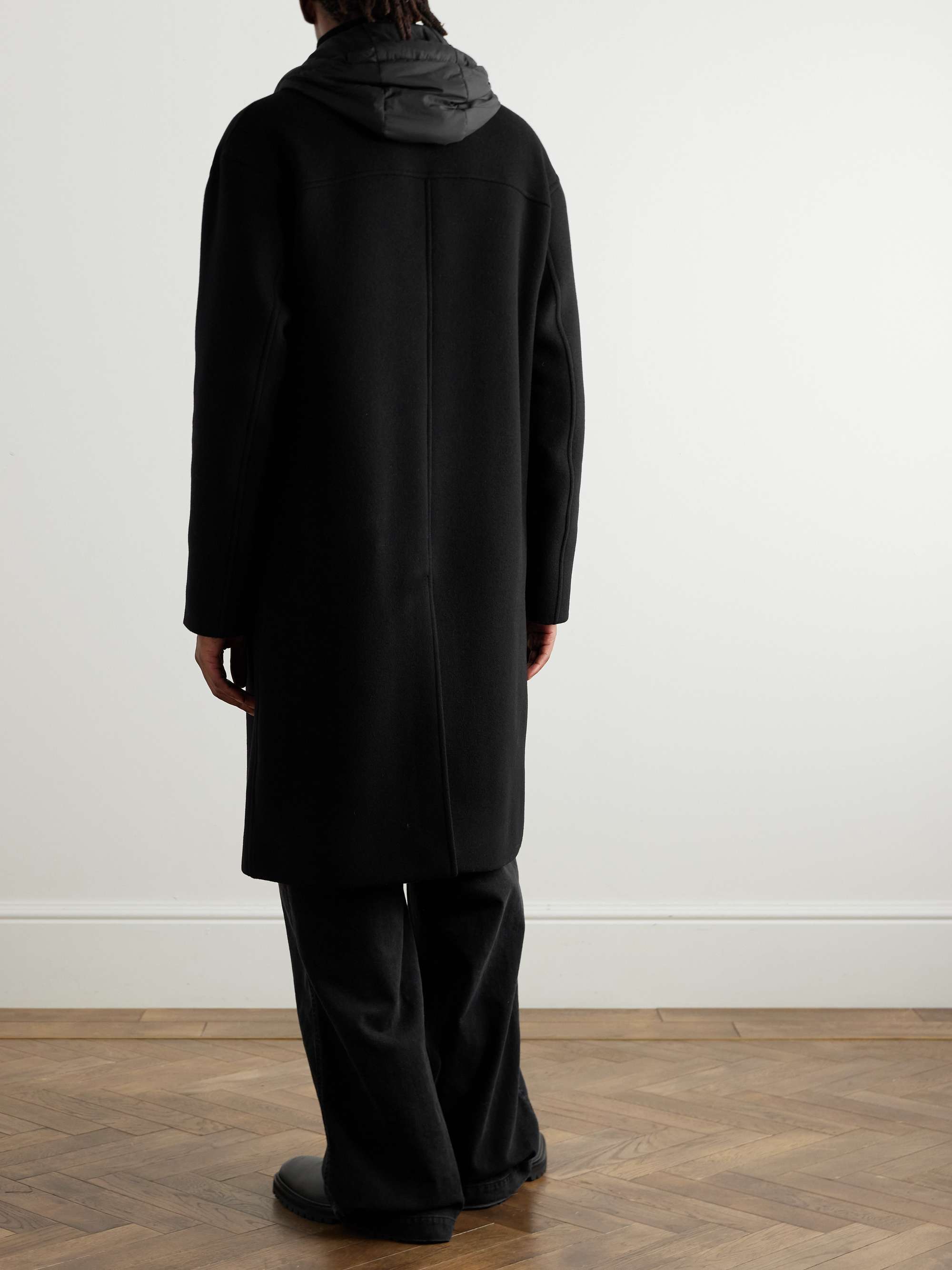 Padded Shell-Trimmed Wool-Blend Hooded Coat view