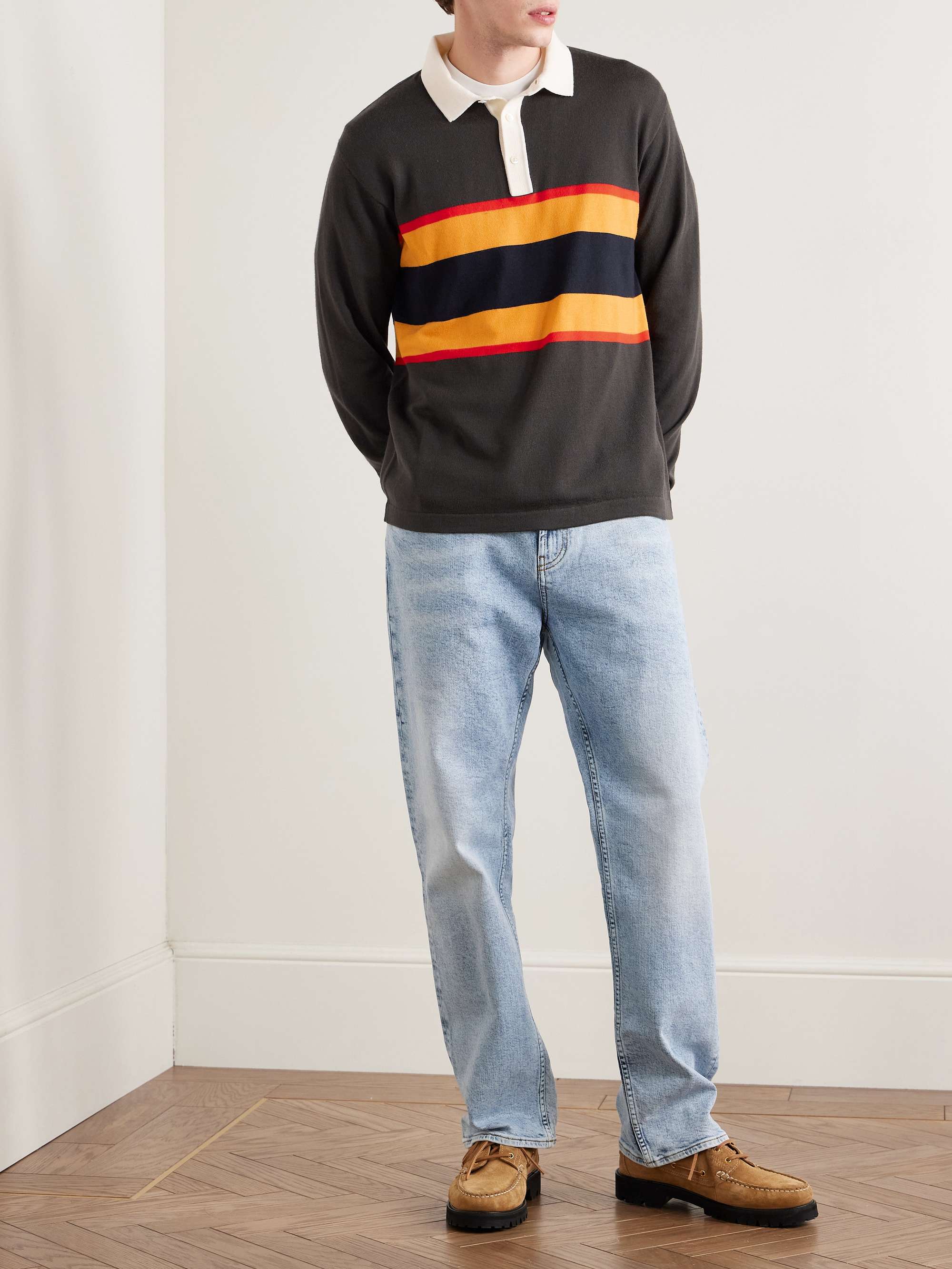 Striped Merino Wool Polo Shirt view