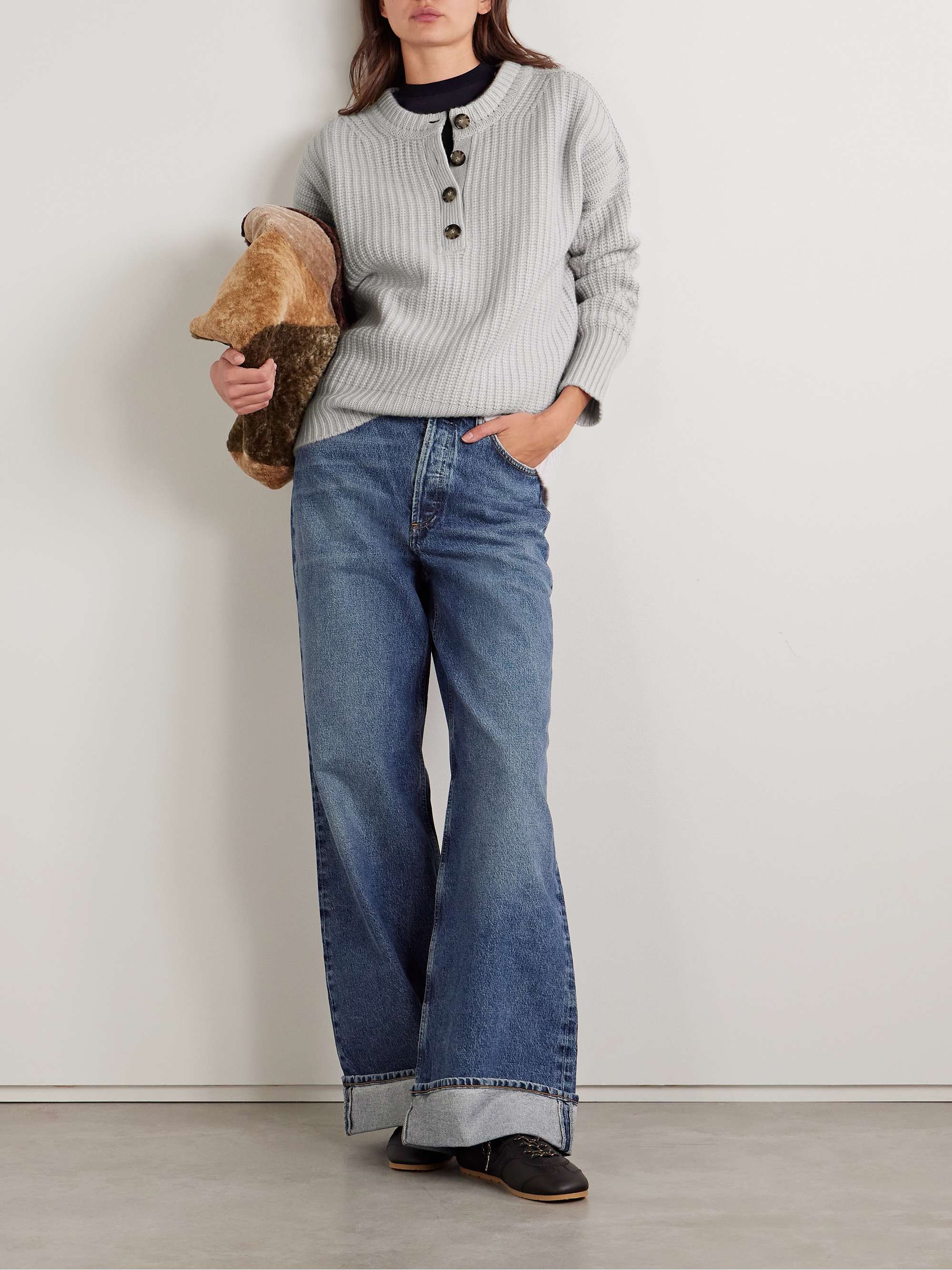 Toujours ribbed cashmere Henley sweater view