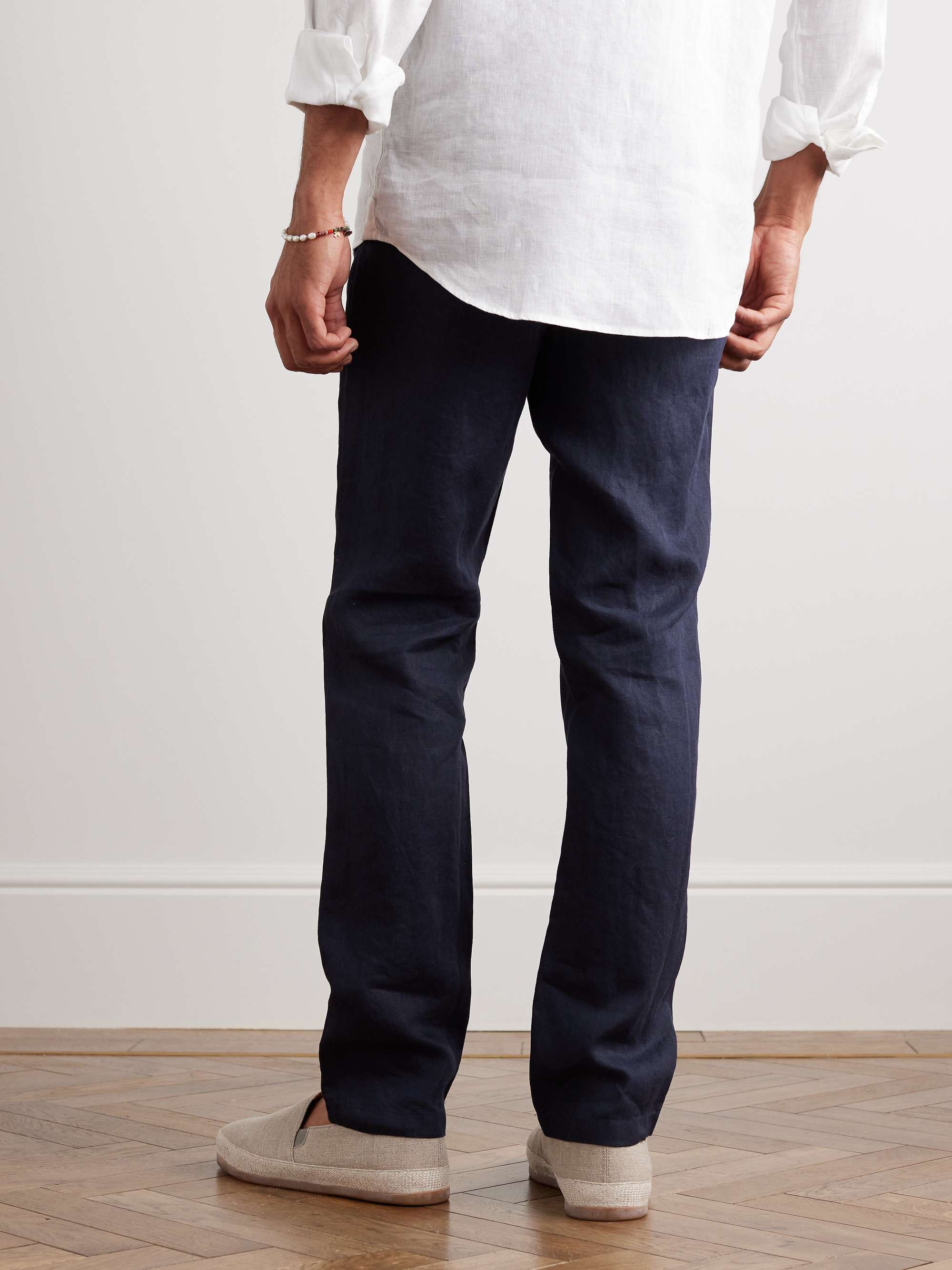 Cornell Slim-Fit Straight-Leg Washed Linen Trousers view