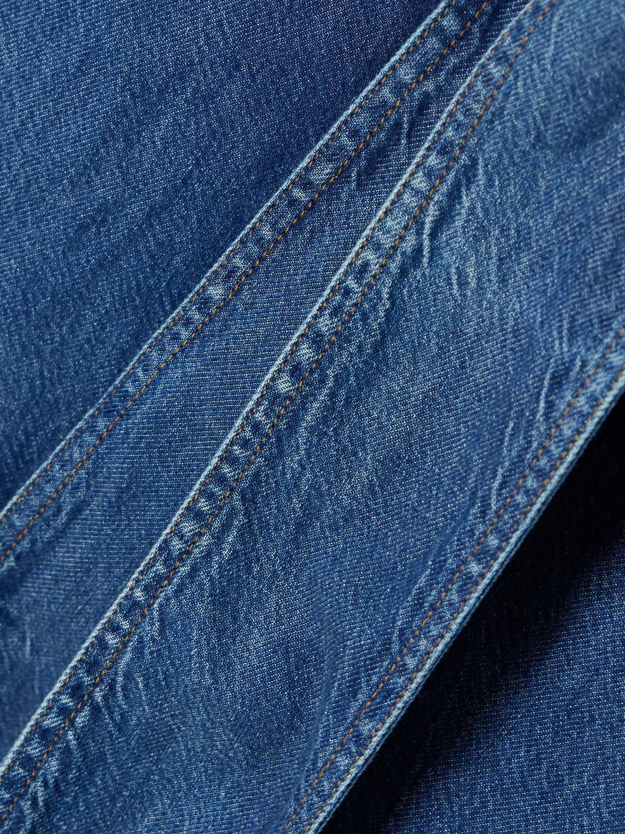 The Secretary pussy-bow denim shirt view