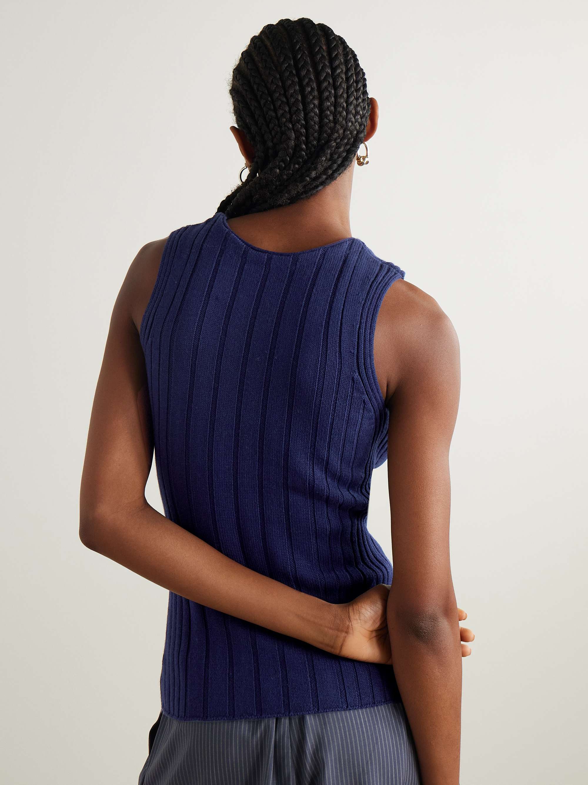Bosherton ribbed cotton, silk and cashmere-blend tank view