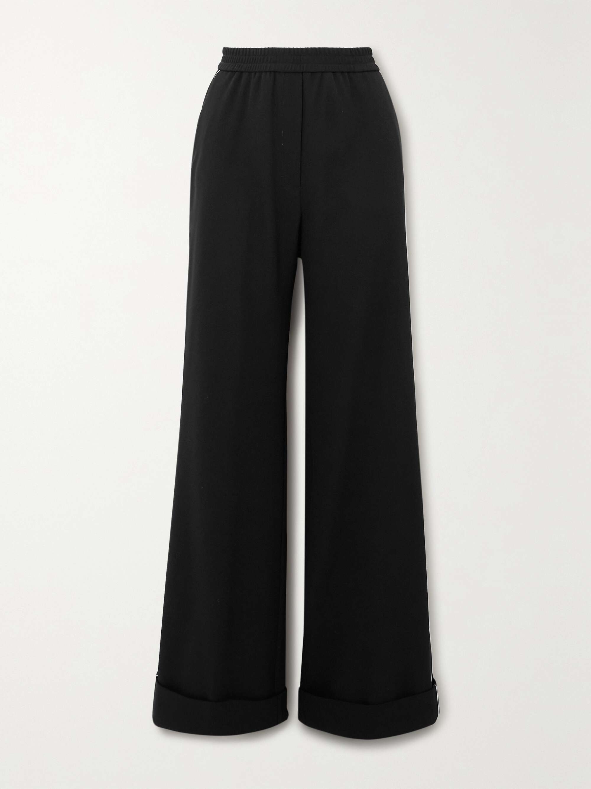 Piped stretch-wool straight-leg pants view