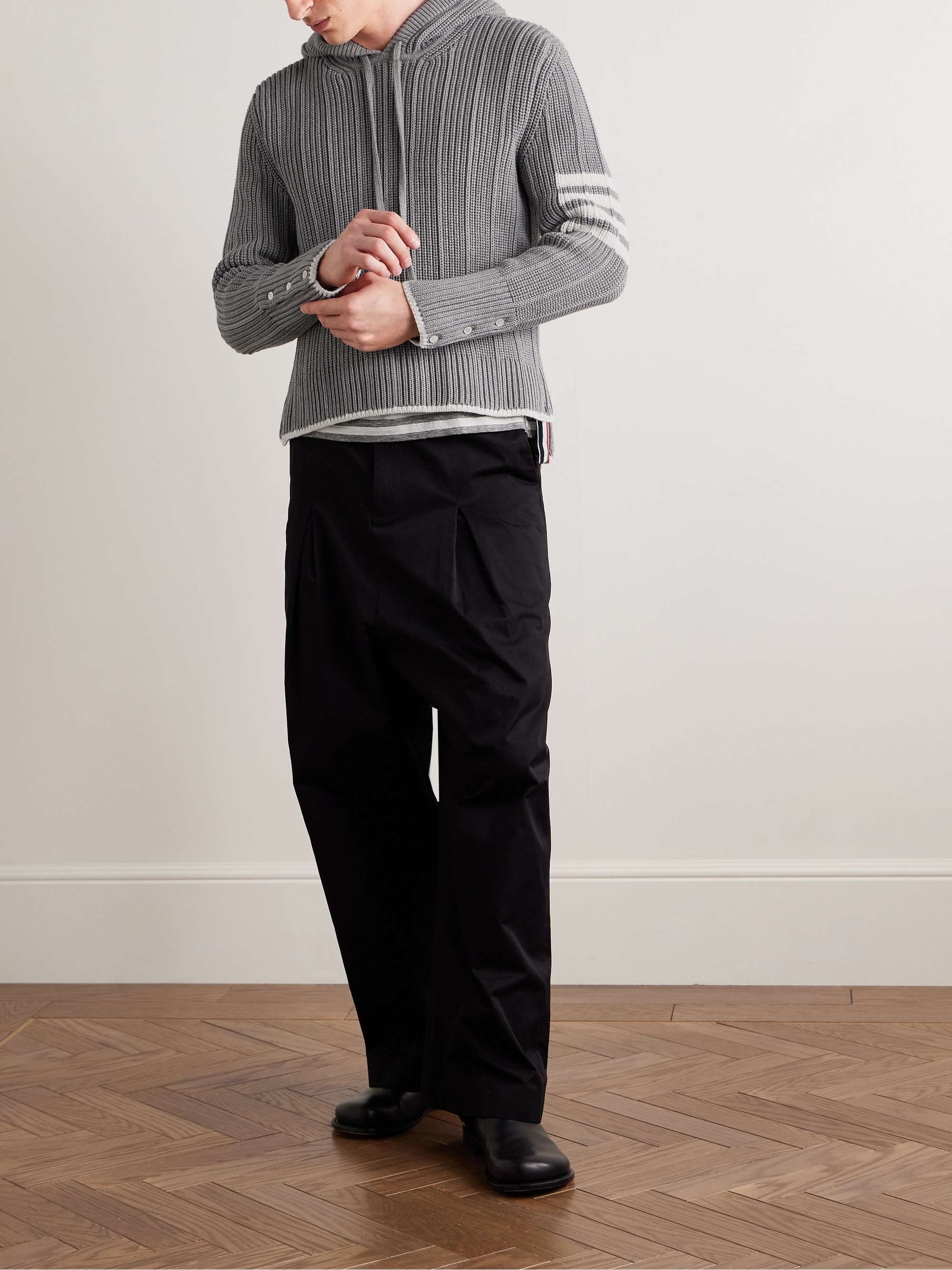 Striped Ribbed Cotton Hoodie view