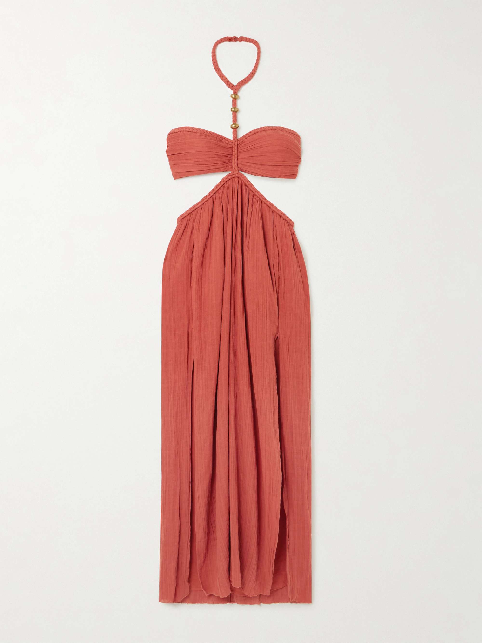 Justine embellished cutout cotton-gauze halterneck maxi dress view