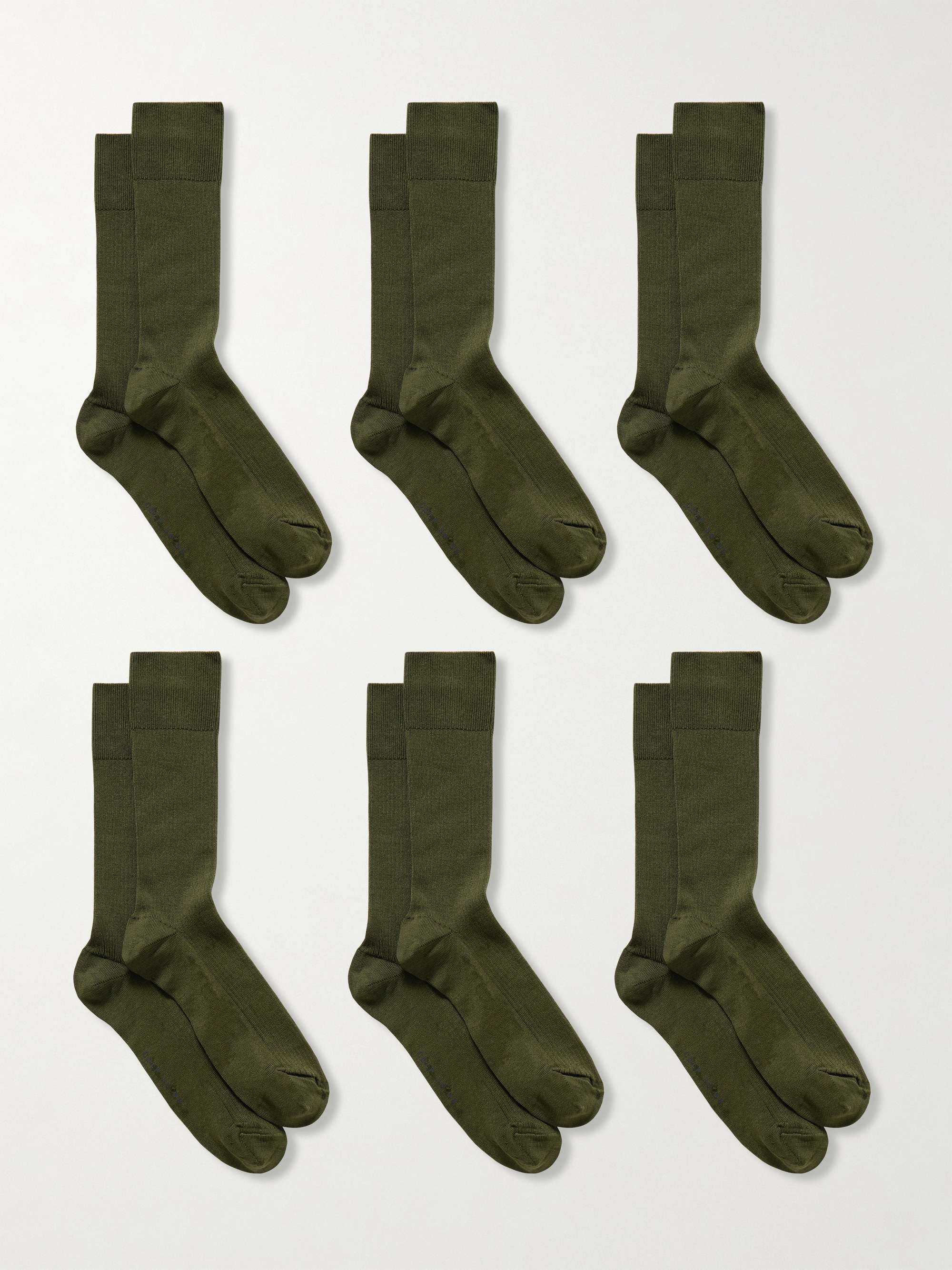 Set of six ribbed cotton-blend socks view