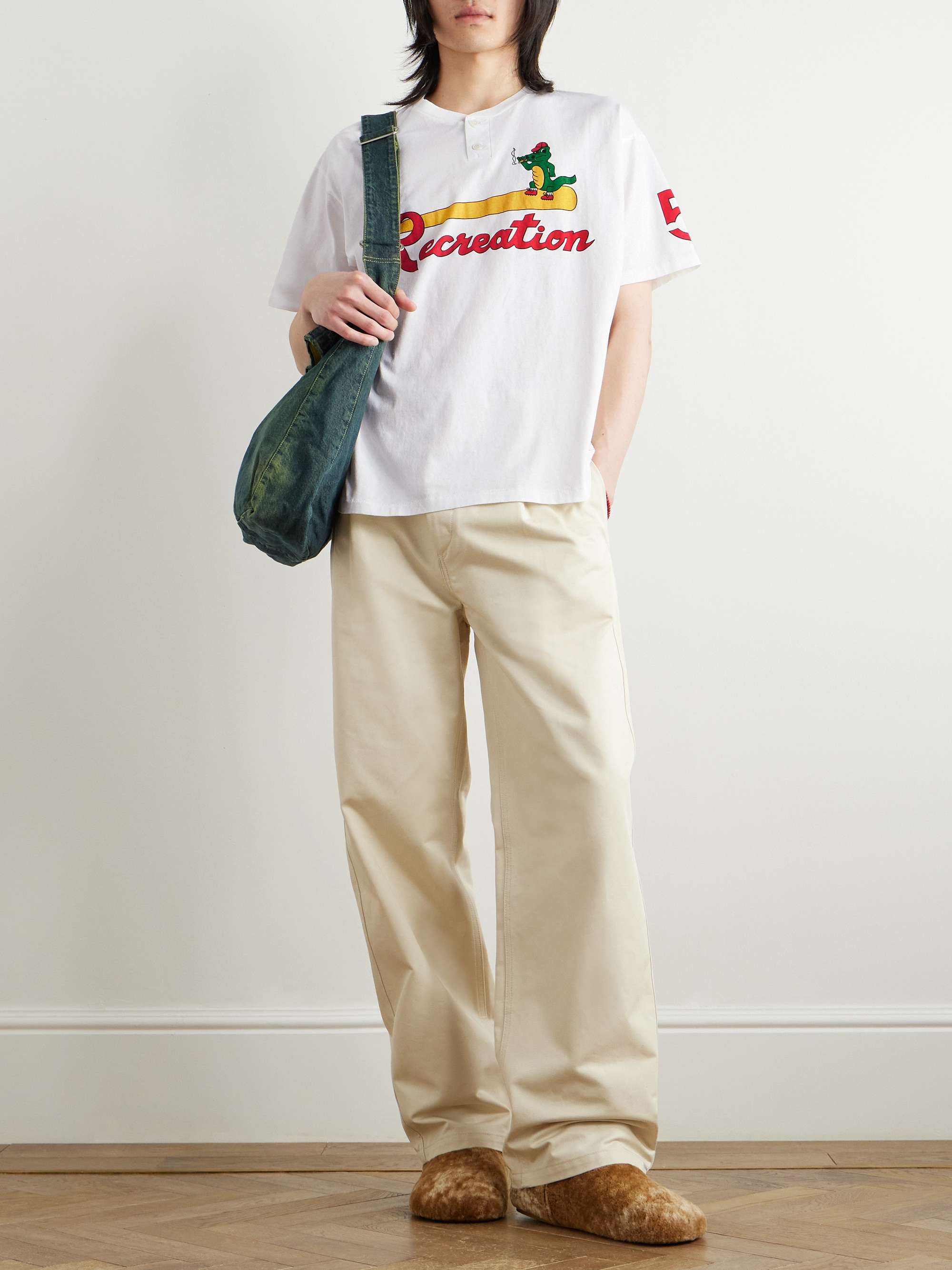Printed Cotton-Jersey Henley T-Shirt view