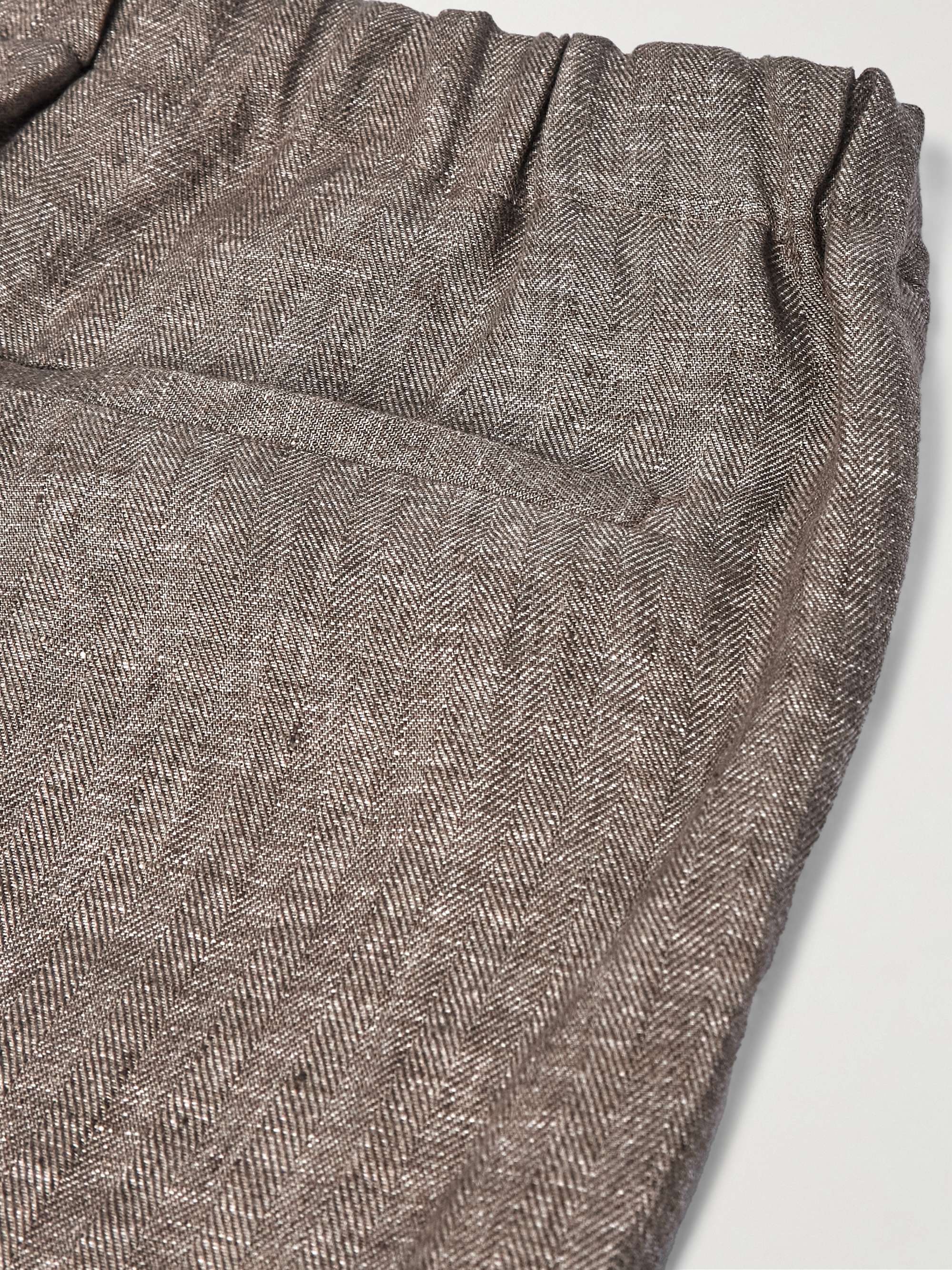 Straight-Leg Herringbone Linen Shorts view