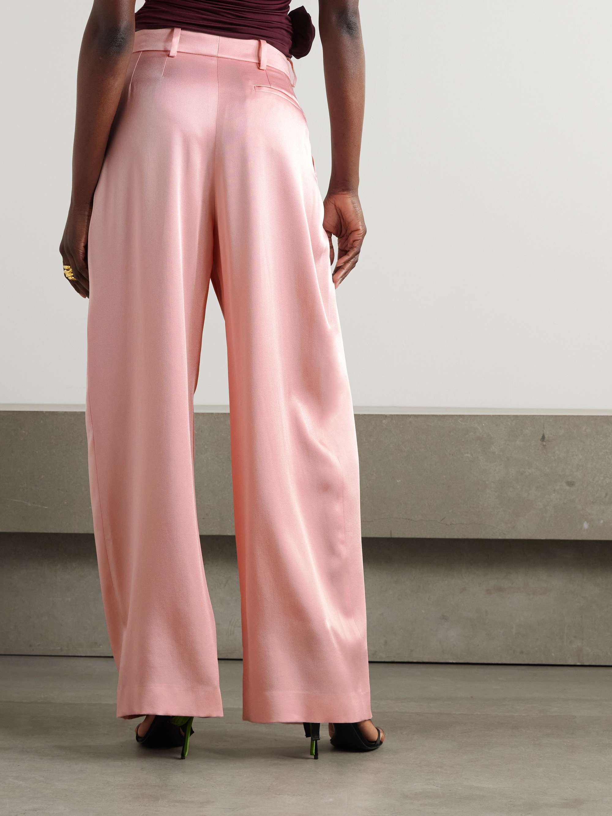 Pleated crepe wide-leg pants view