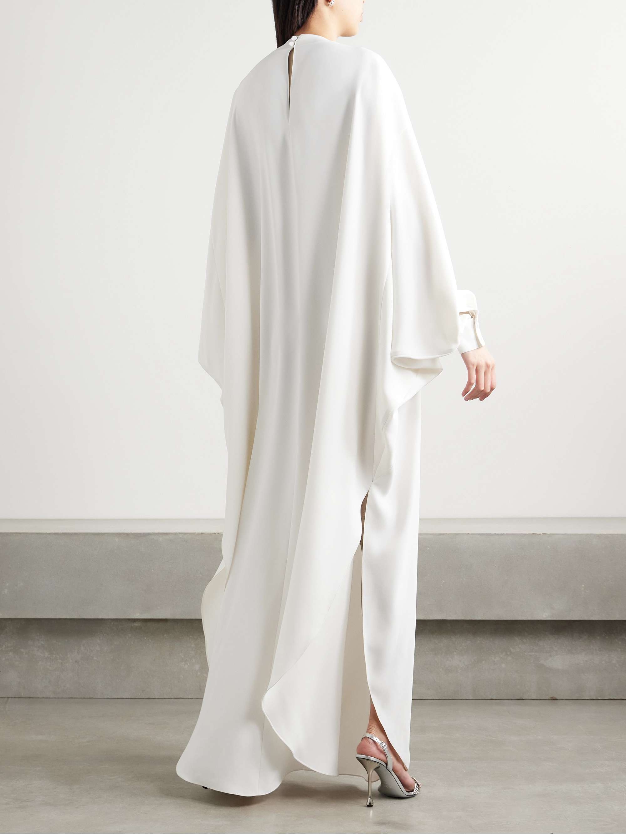 Draped crystal-embellished cady gown view
