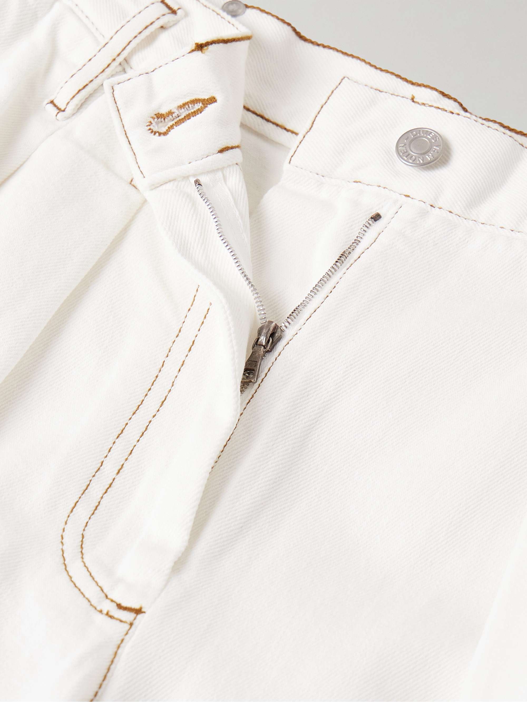 Pleated denim wide-leg pants view