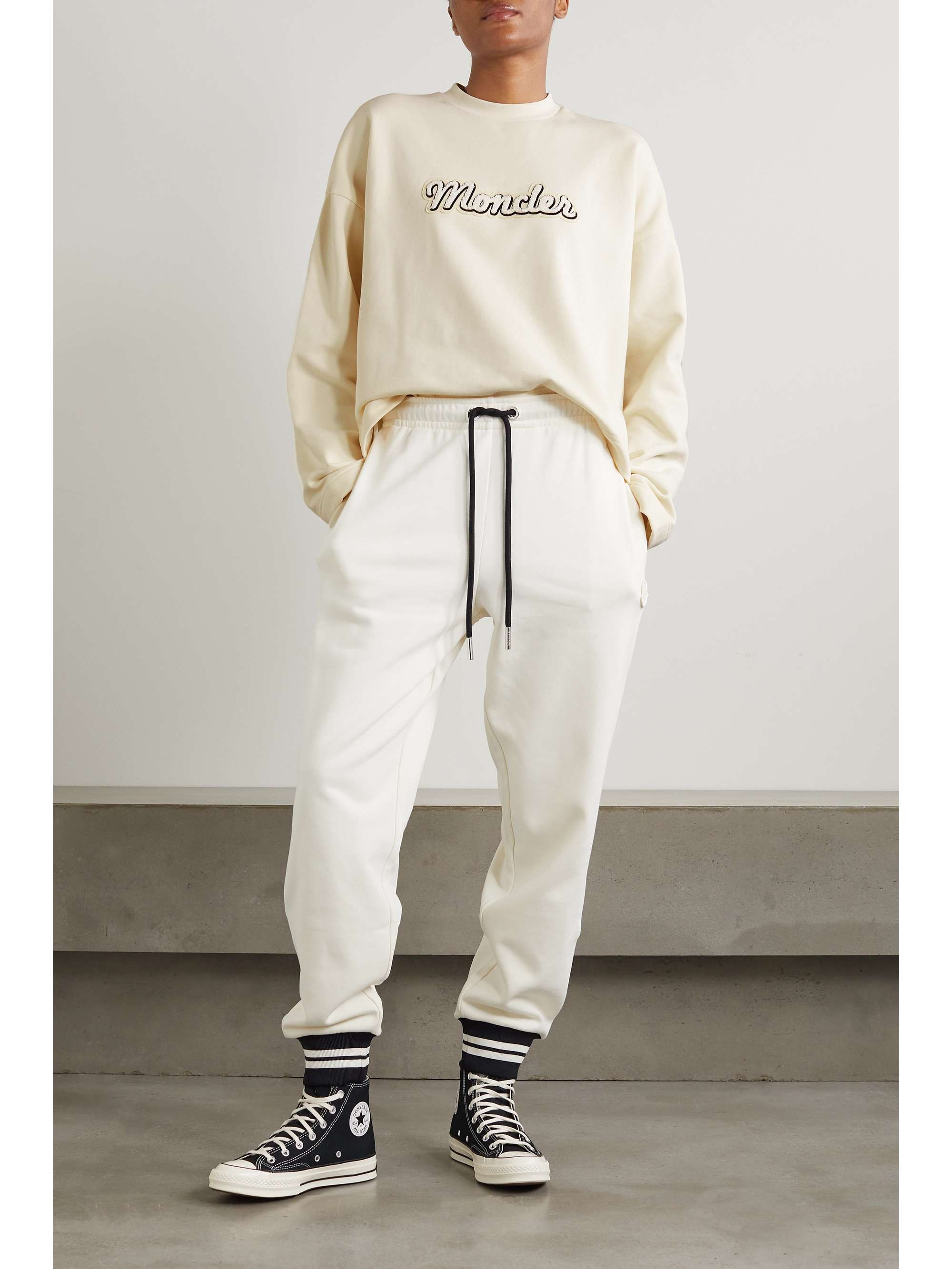 Flocked cotton-blend jersey sweatshirt view