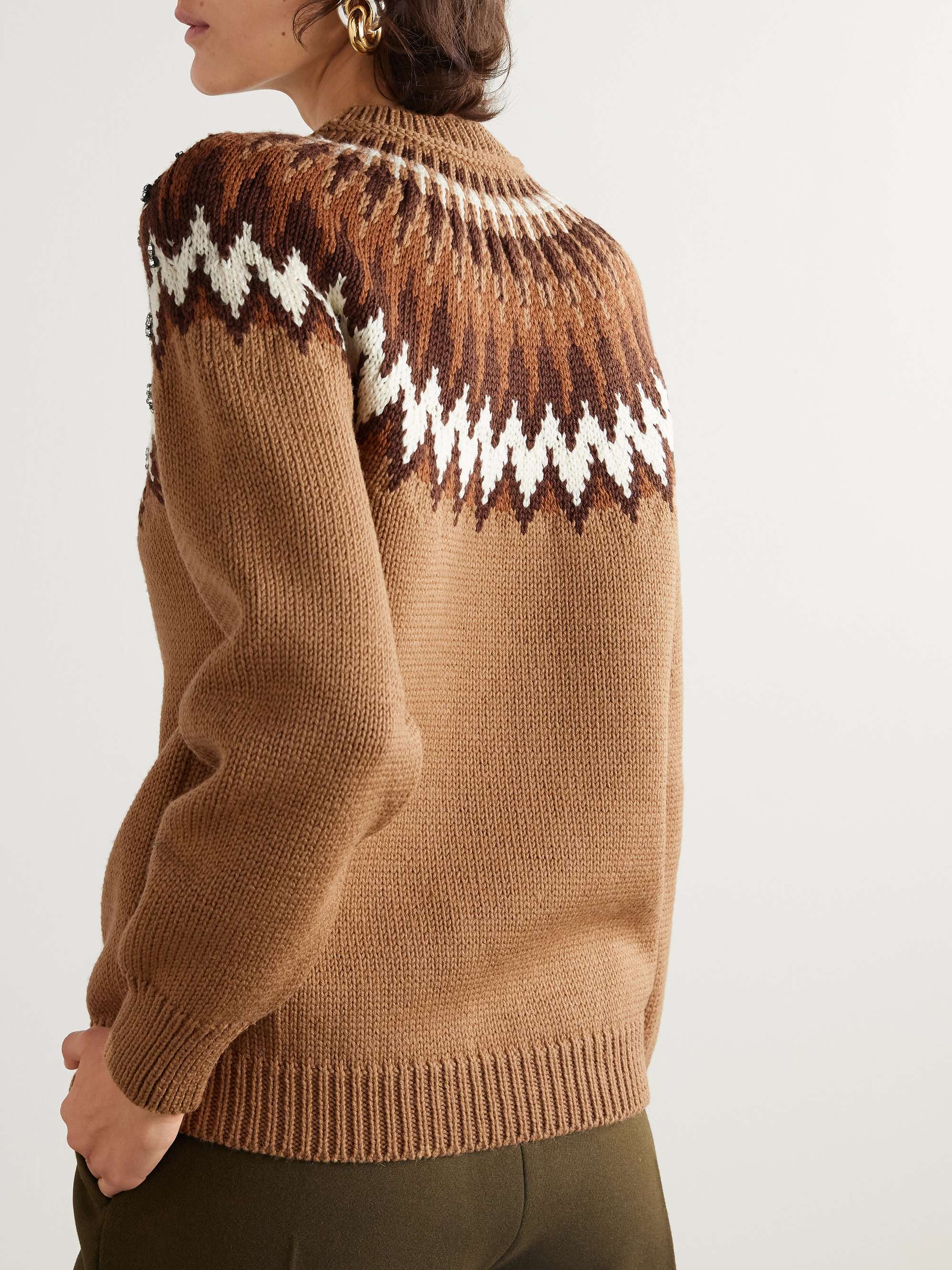 Crystal-embellished Fair Isle wool-blend sweater view