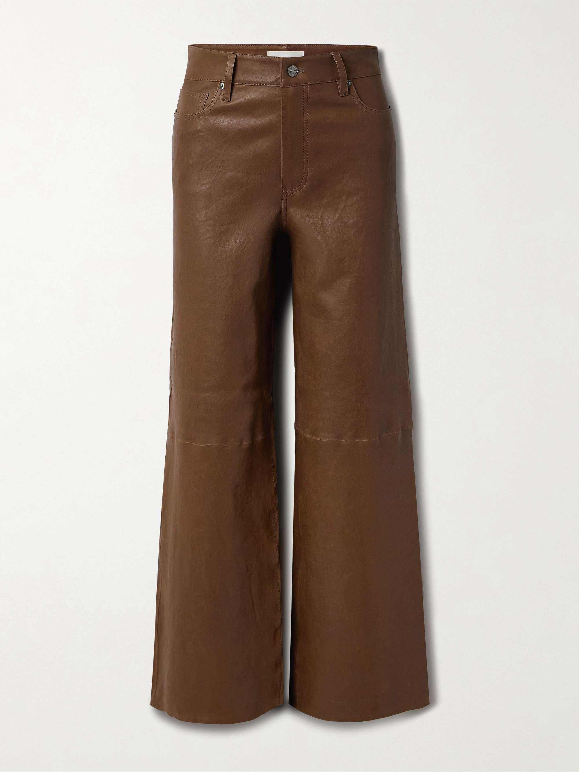 Le Slim Palazzo leather high-rise wide-leg pants view