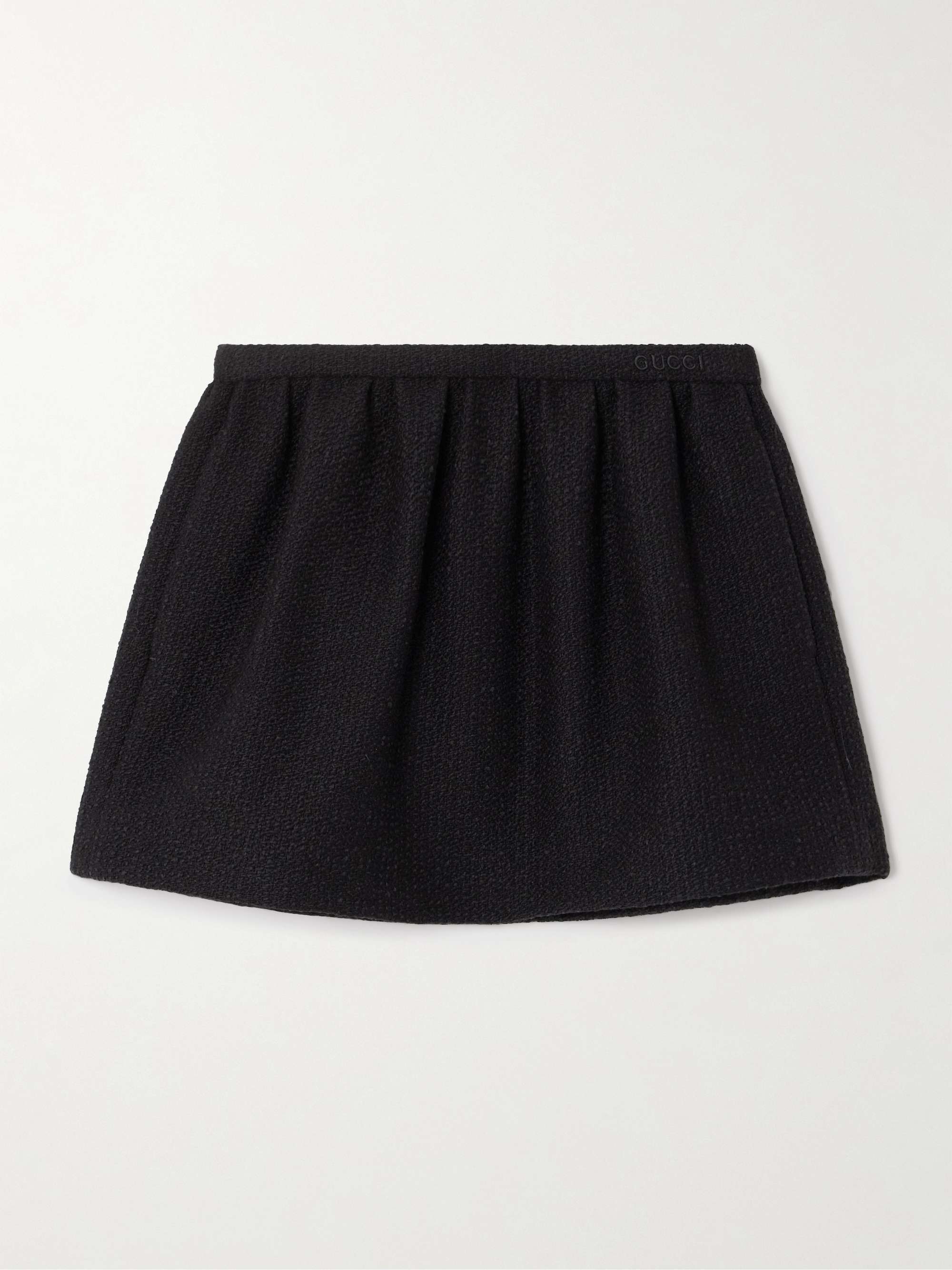 Embroidered wool-blend bouclé mini skirt view