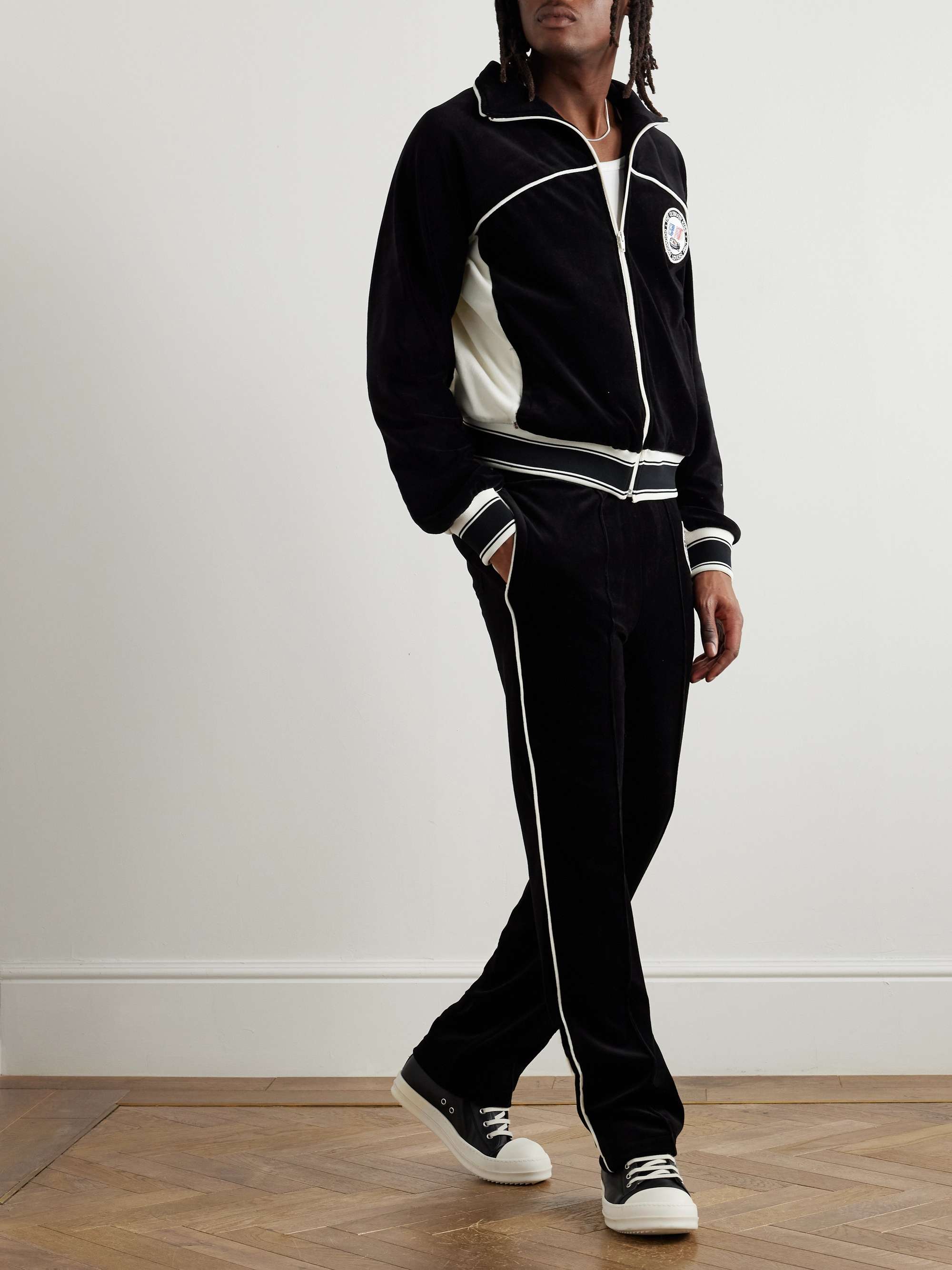 + Lastman Bootcut Cotton-Blend Velour Track Pants view