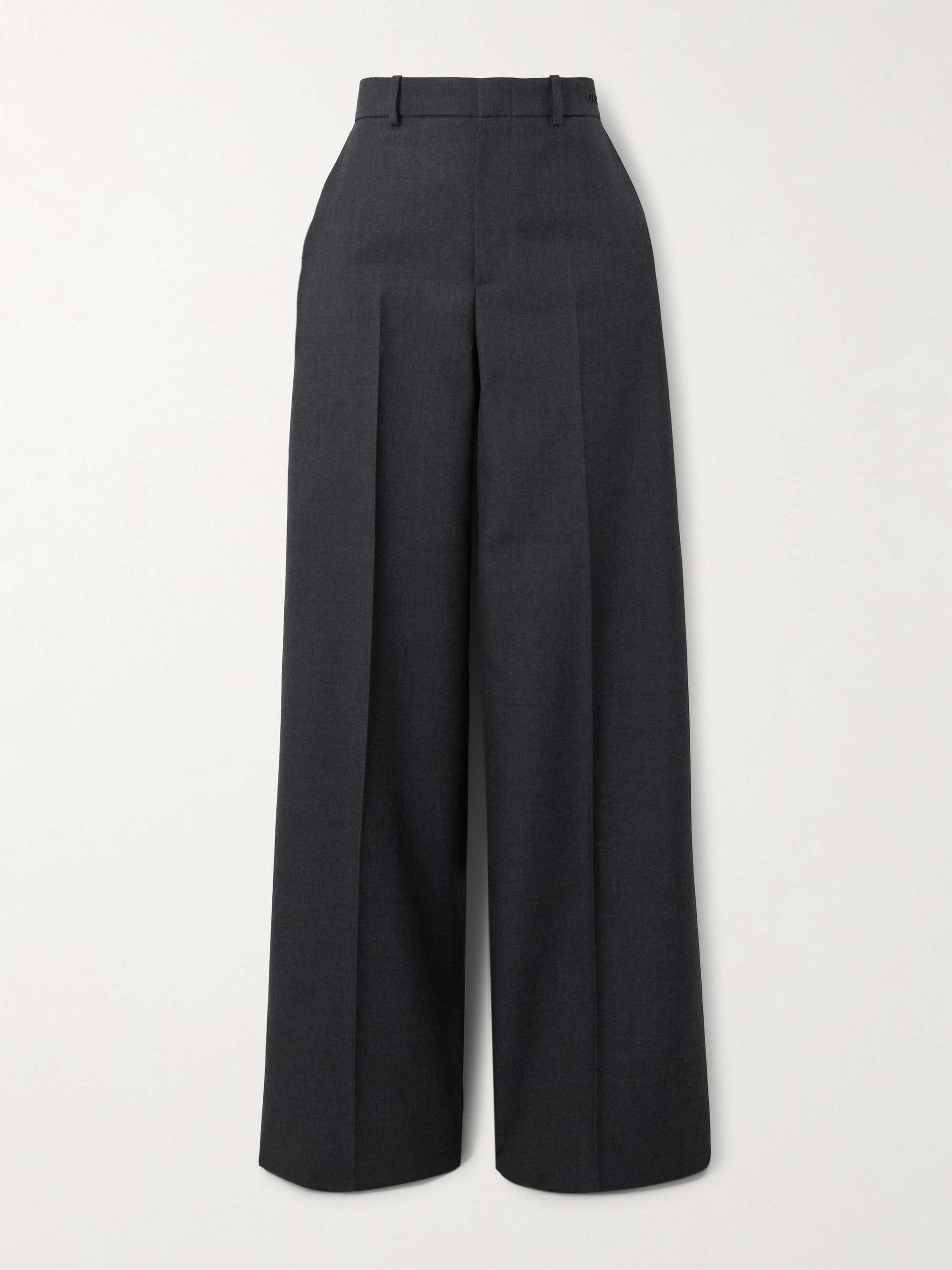 Pleated wide-leg wool trousers view