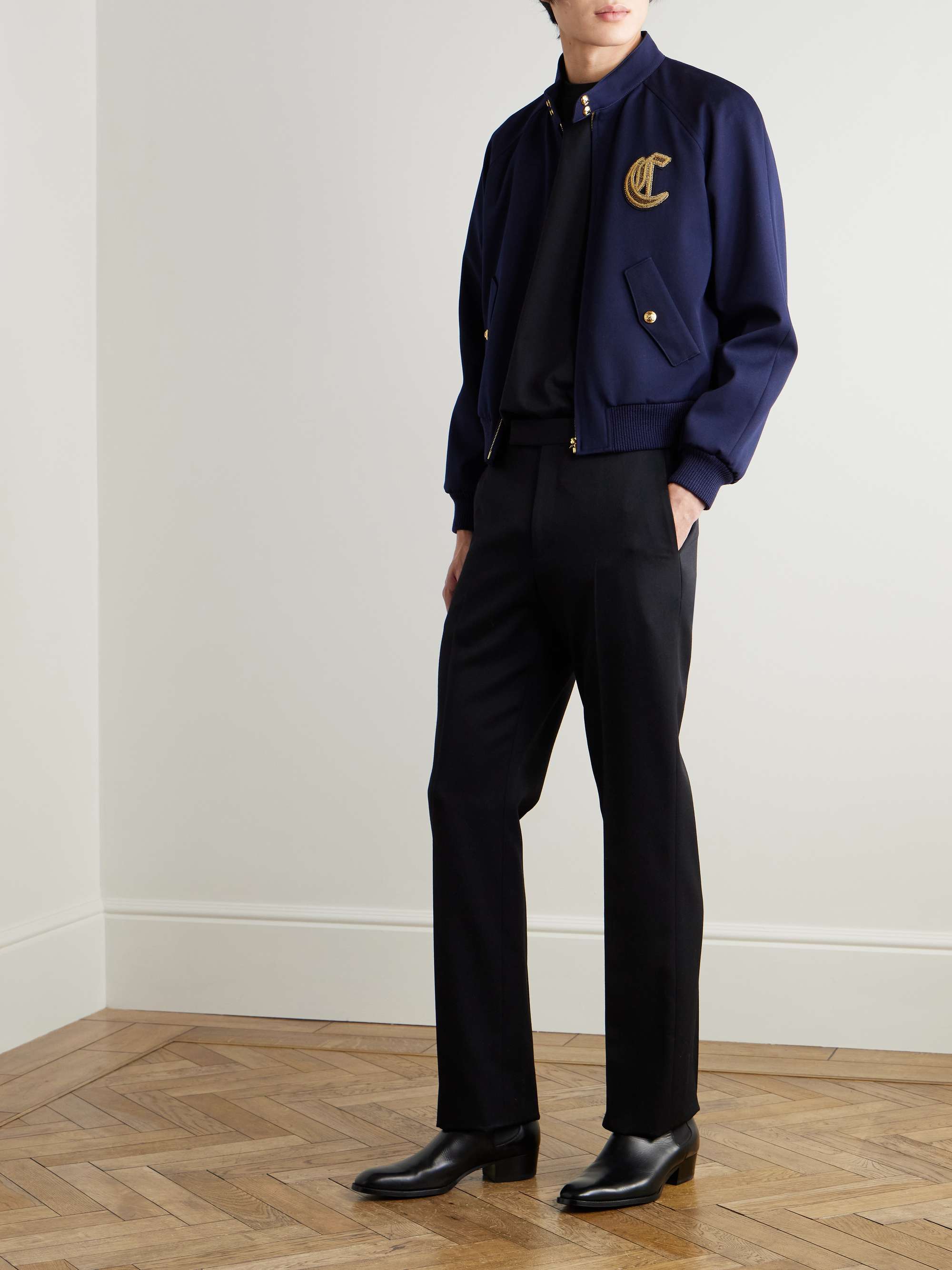 Embroidered Wool-Twill Blouson Jacket view