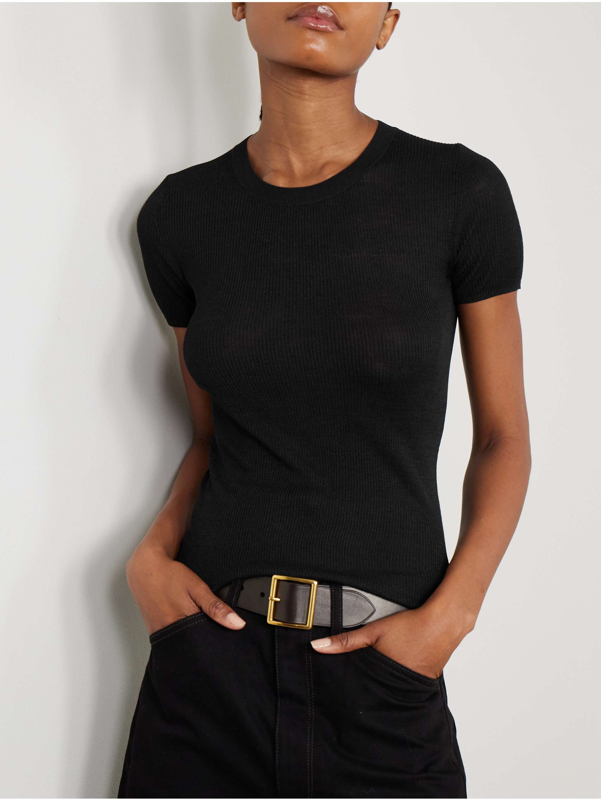 Hettie ribbed silk T-shirt view