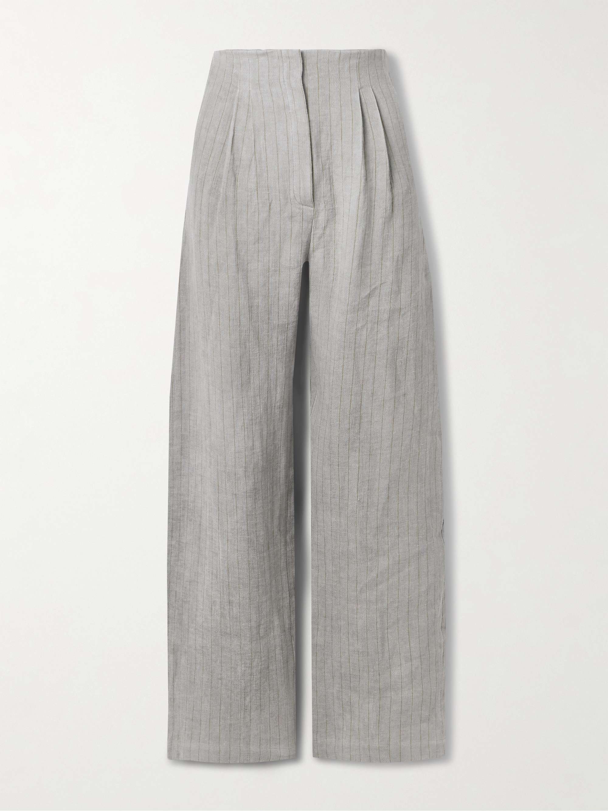 Lupe pleated striped linen wide-leg pants view