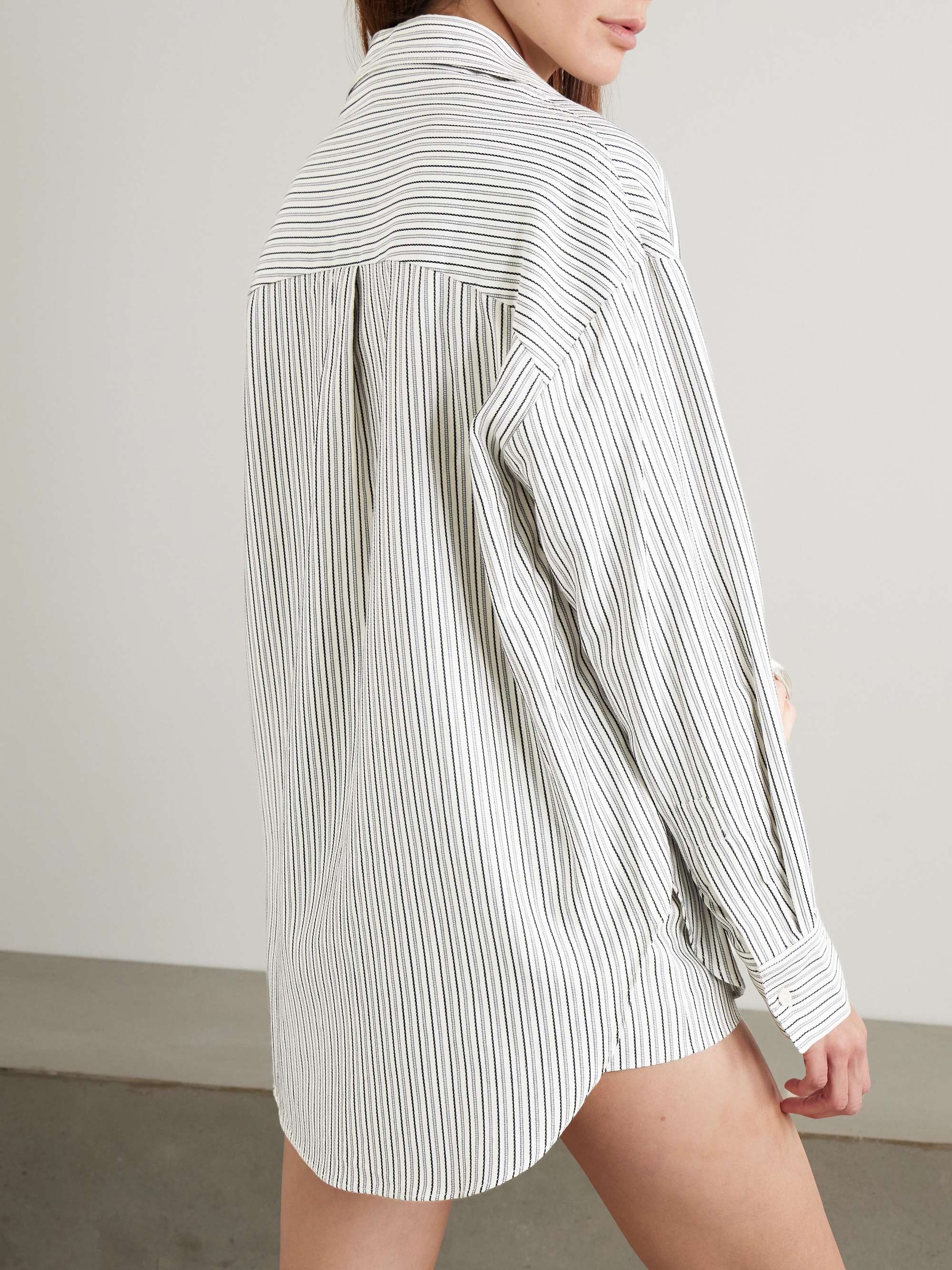 En Vau embroidered striped cotton-blend shirt view