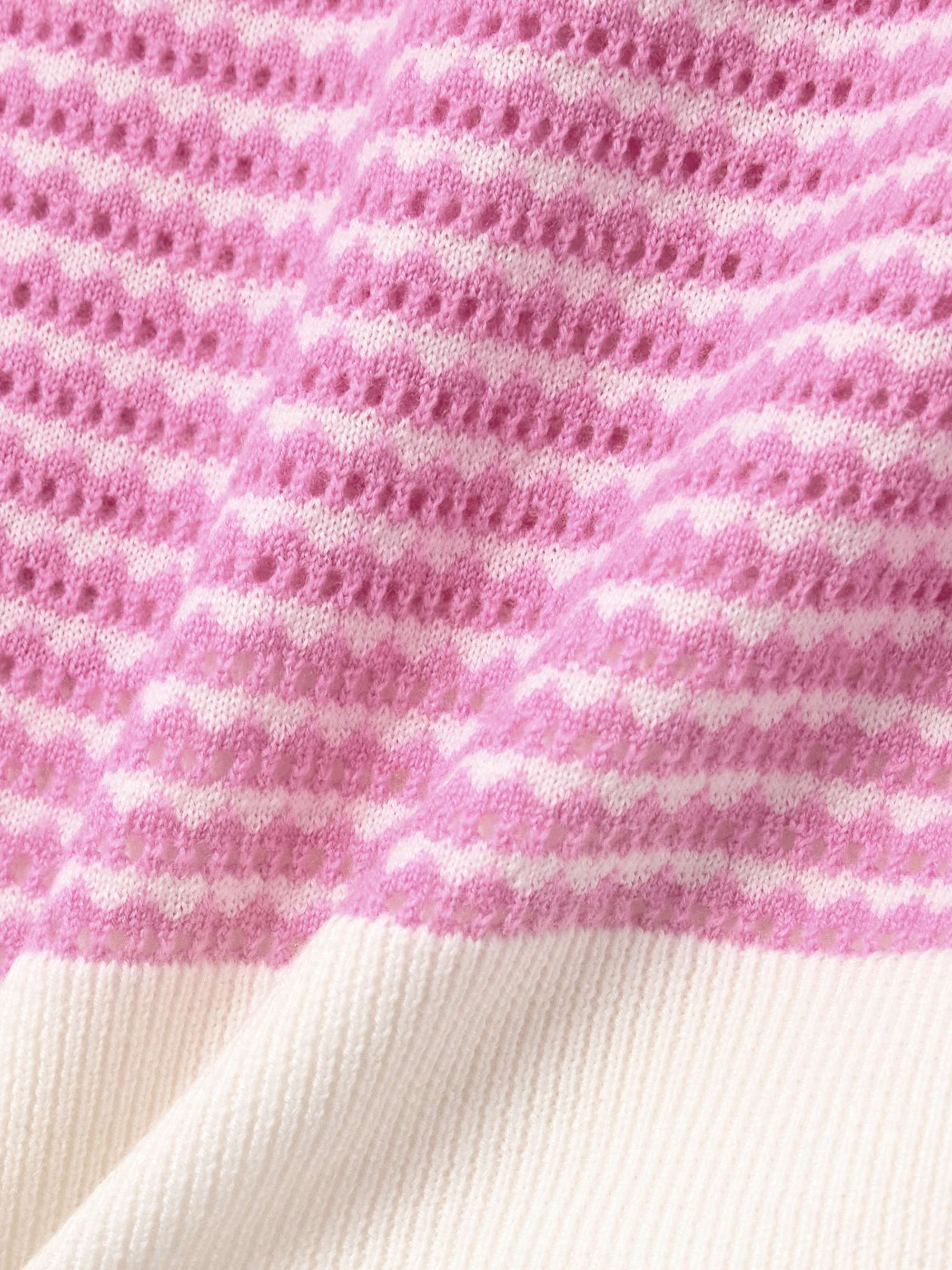 Striped pointelle-knit wool polo shirt view