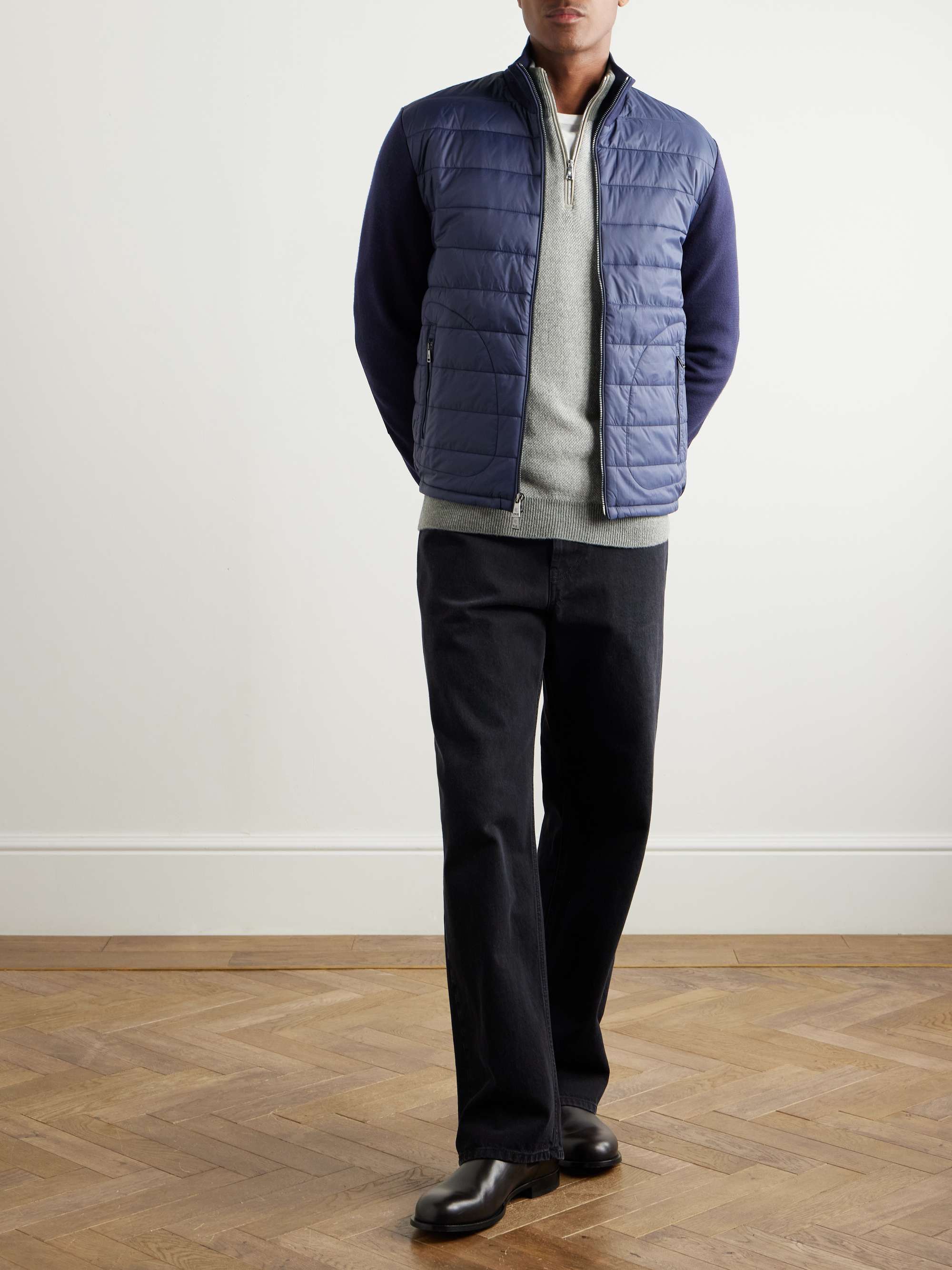 Slim-Fit Padded Shell-Trimmed Wool Jacket view