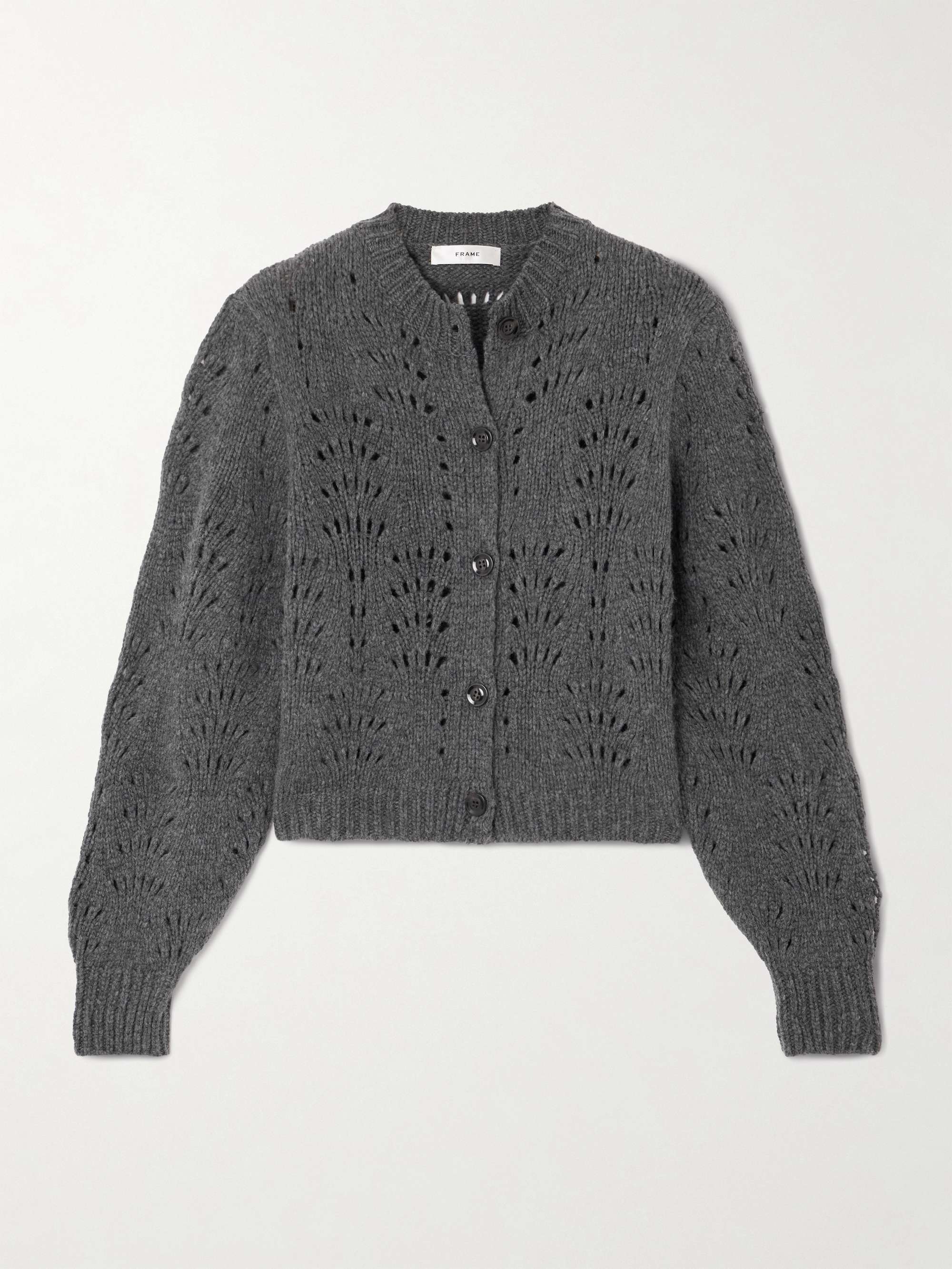 Open-knit merino wool cardigan view