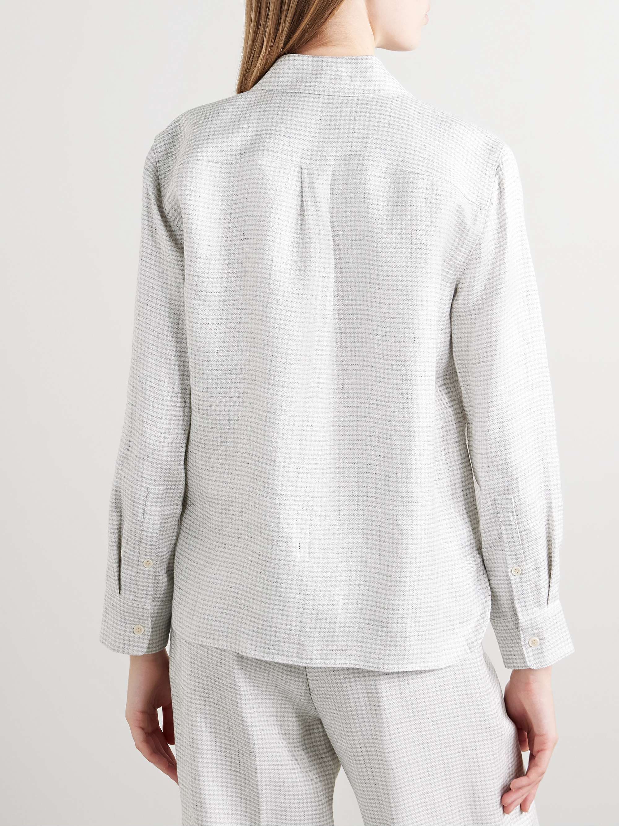 Houndstooth linen-blend shirt view