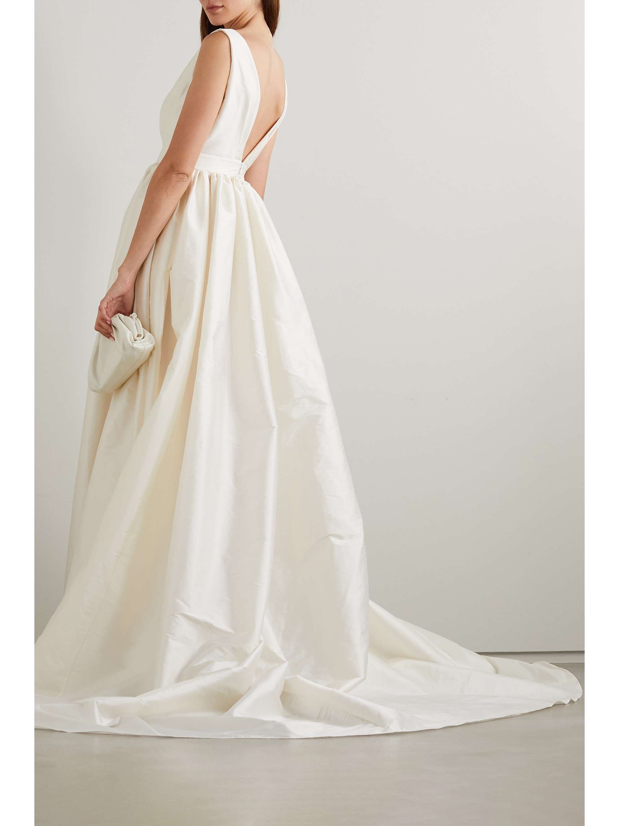 Pleated taffeta gown view