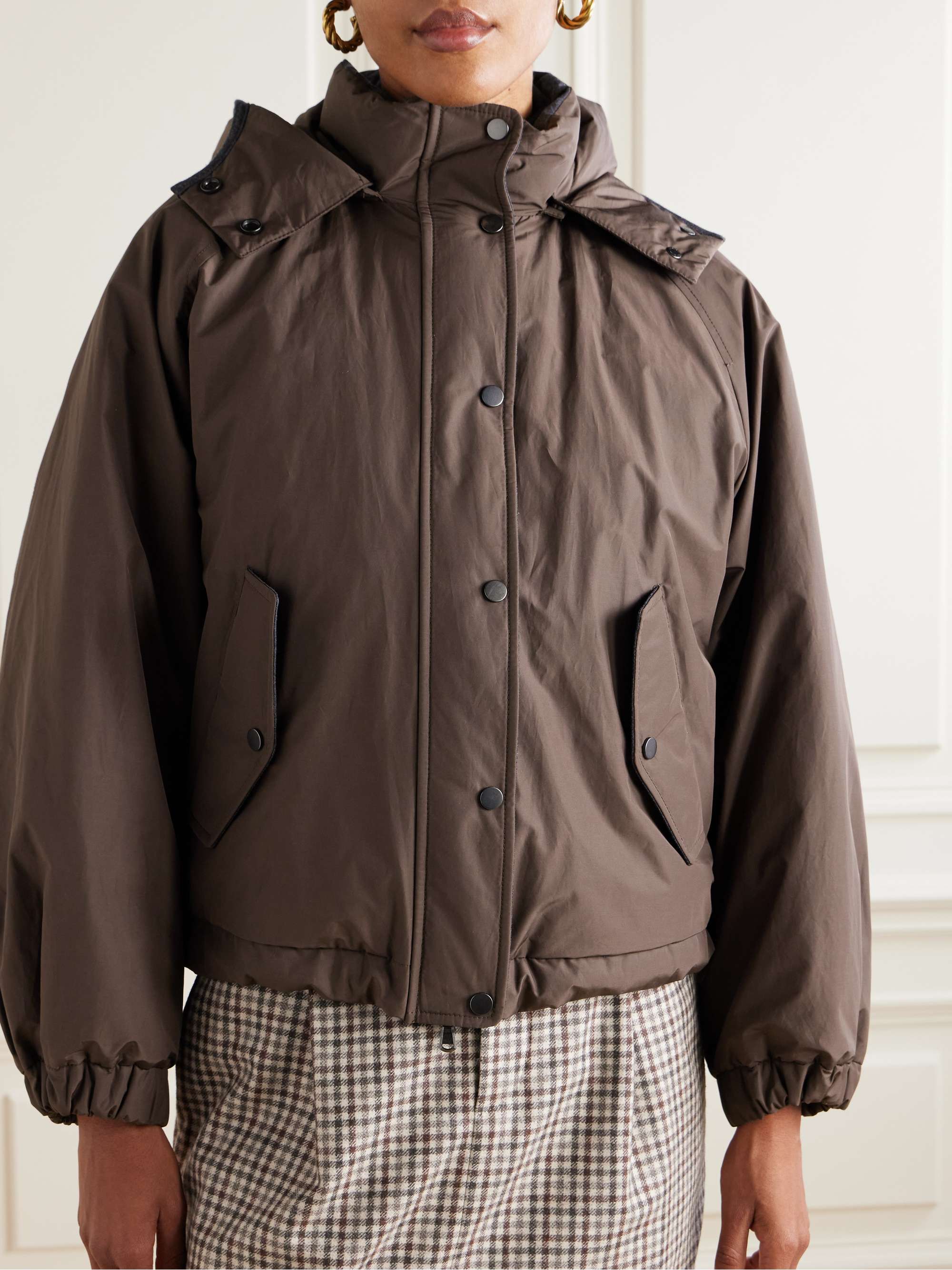 Hooded shell down jacket view