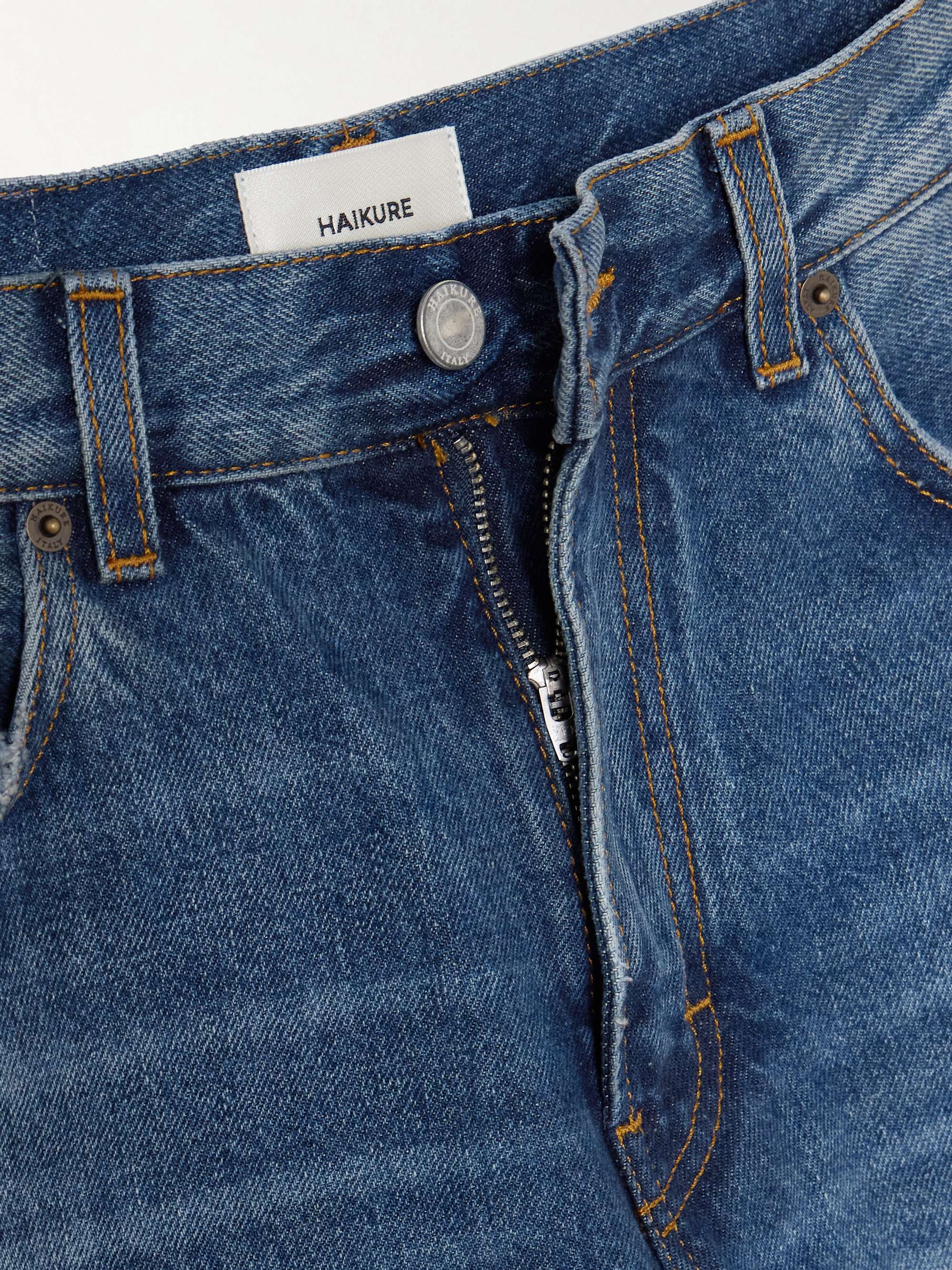 Korea distressed high-rise wide-leg jeans view