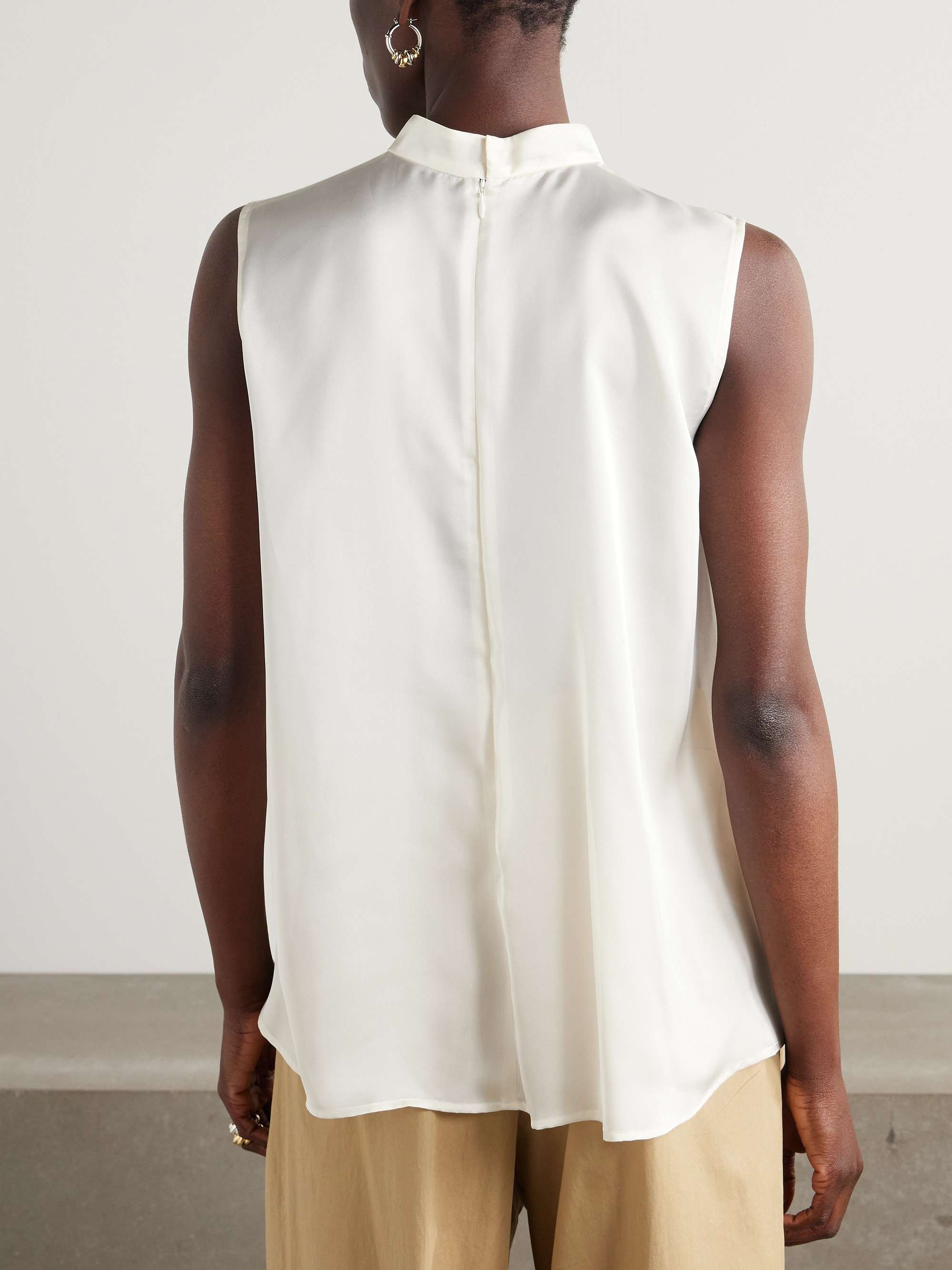 Ruffled satin-trimmed chiffon blouse view