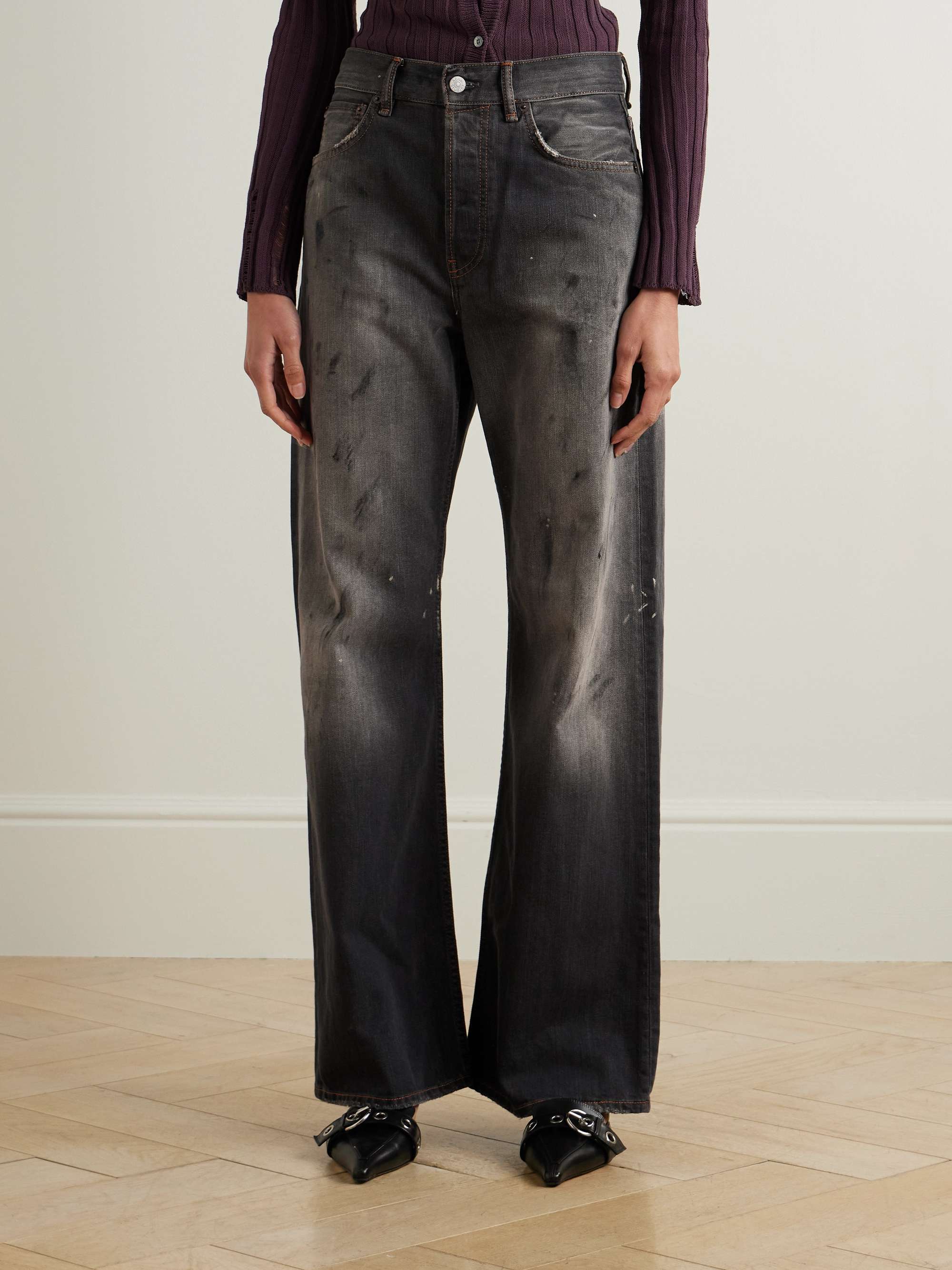 2021 distressed low-rise wide-leg organic jeans view