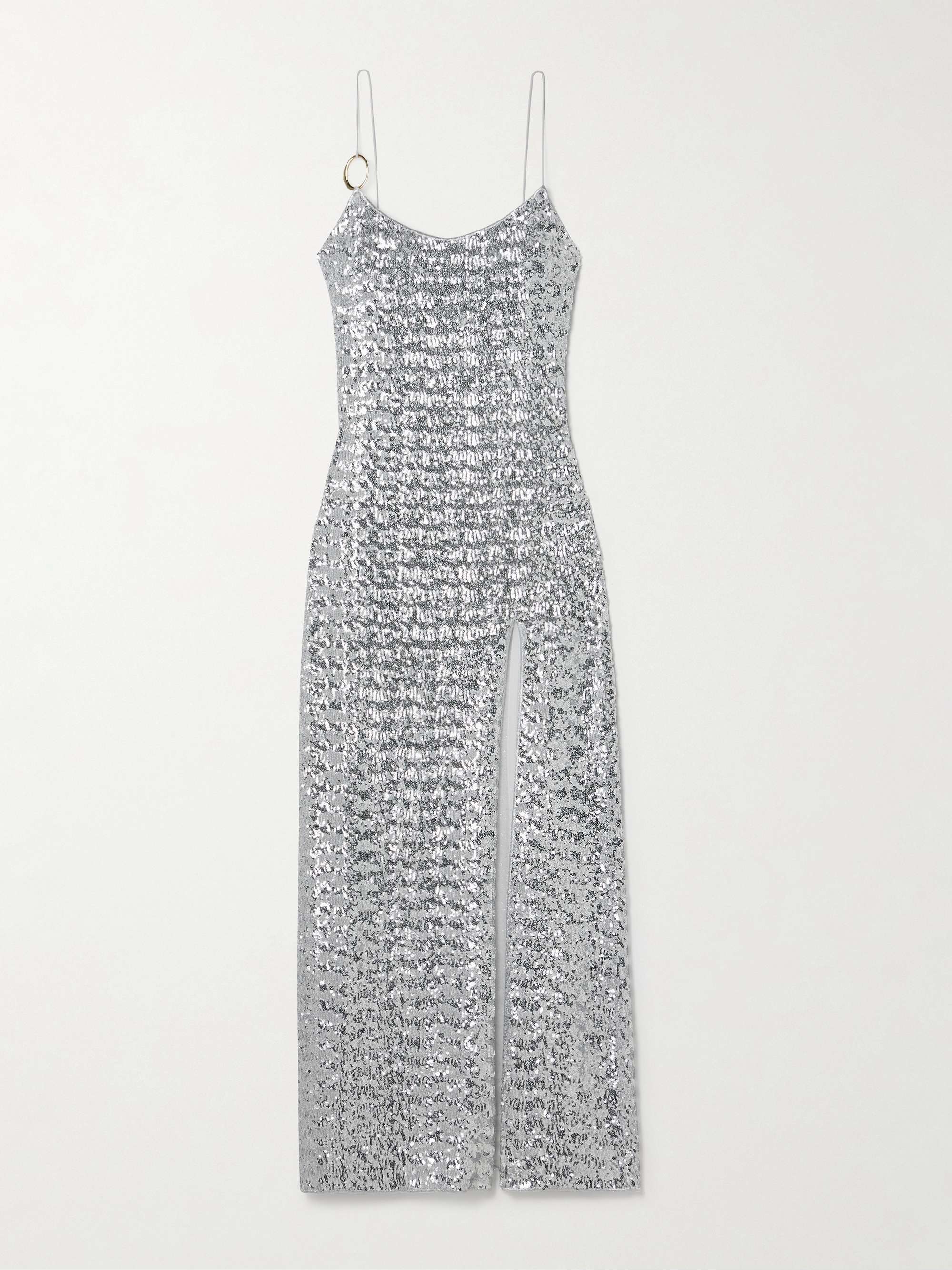 Sequin-embellished stretch-mesh maxi dress view