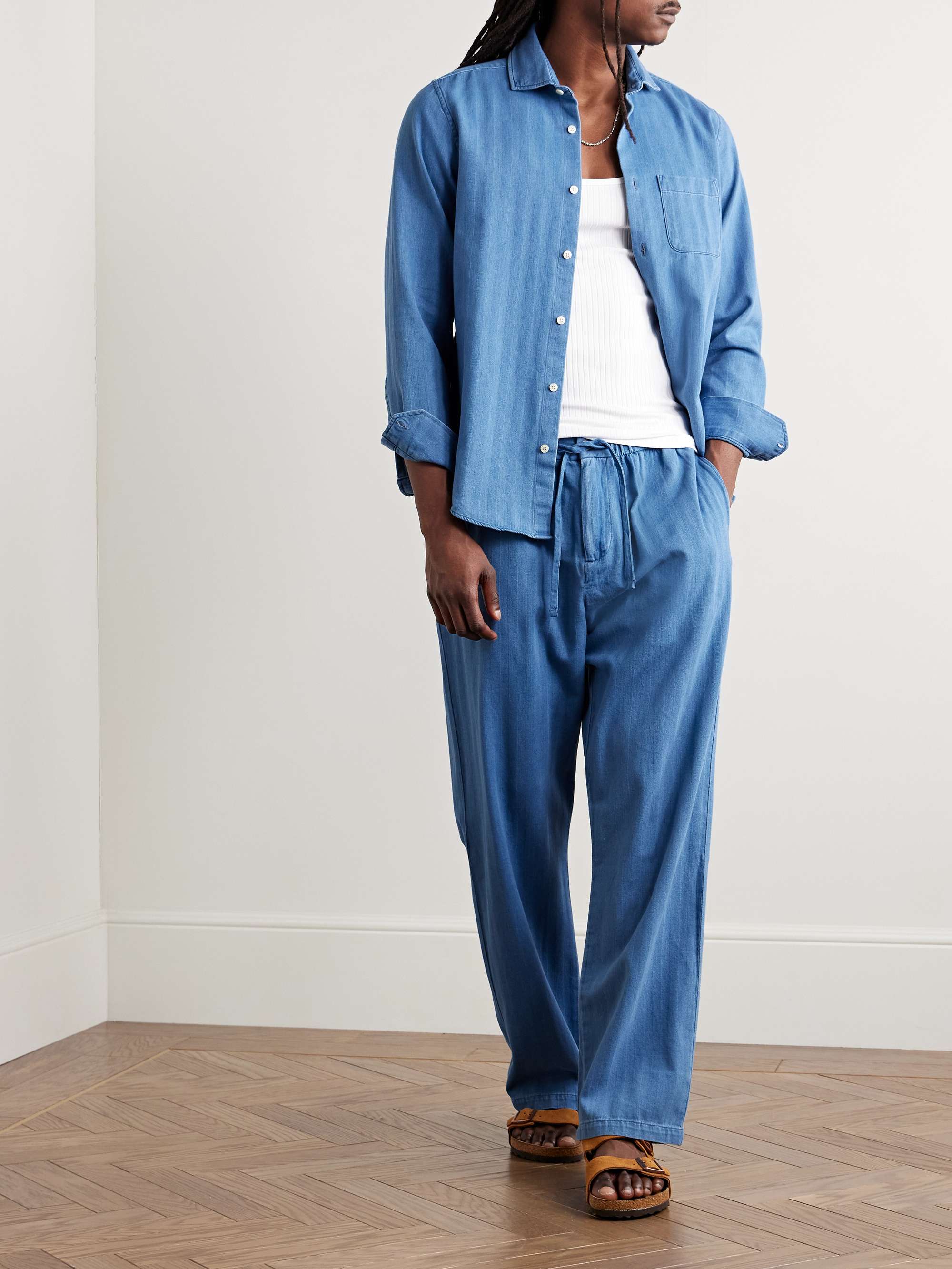 Emilio Herringbone Cotton-Twill Shirt view