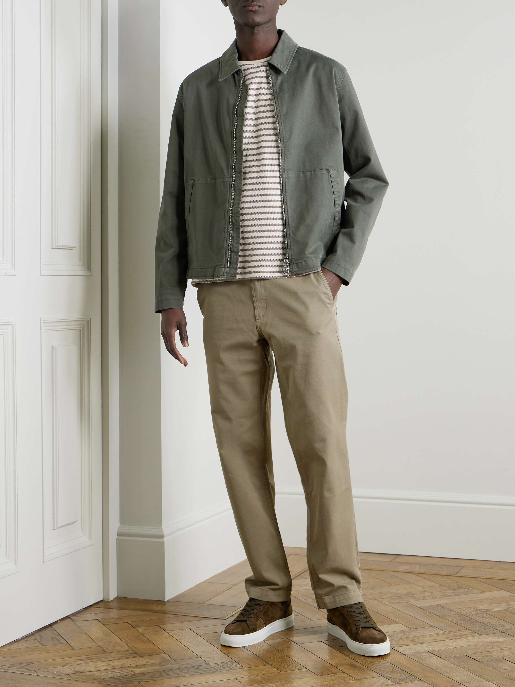 Striped Ribbed Cotton-Jersey T-Shirt view