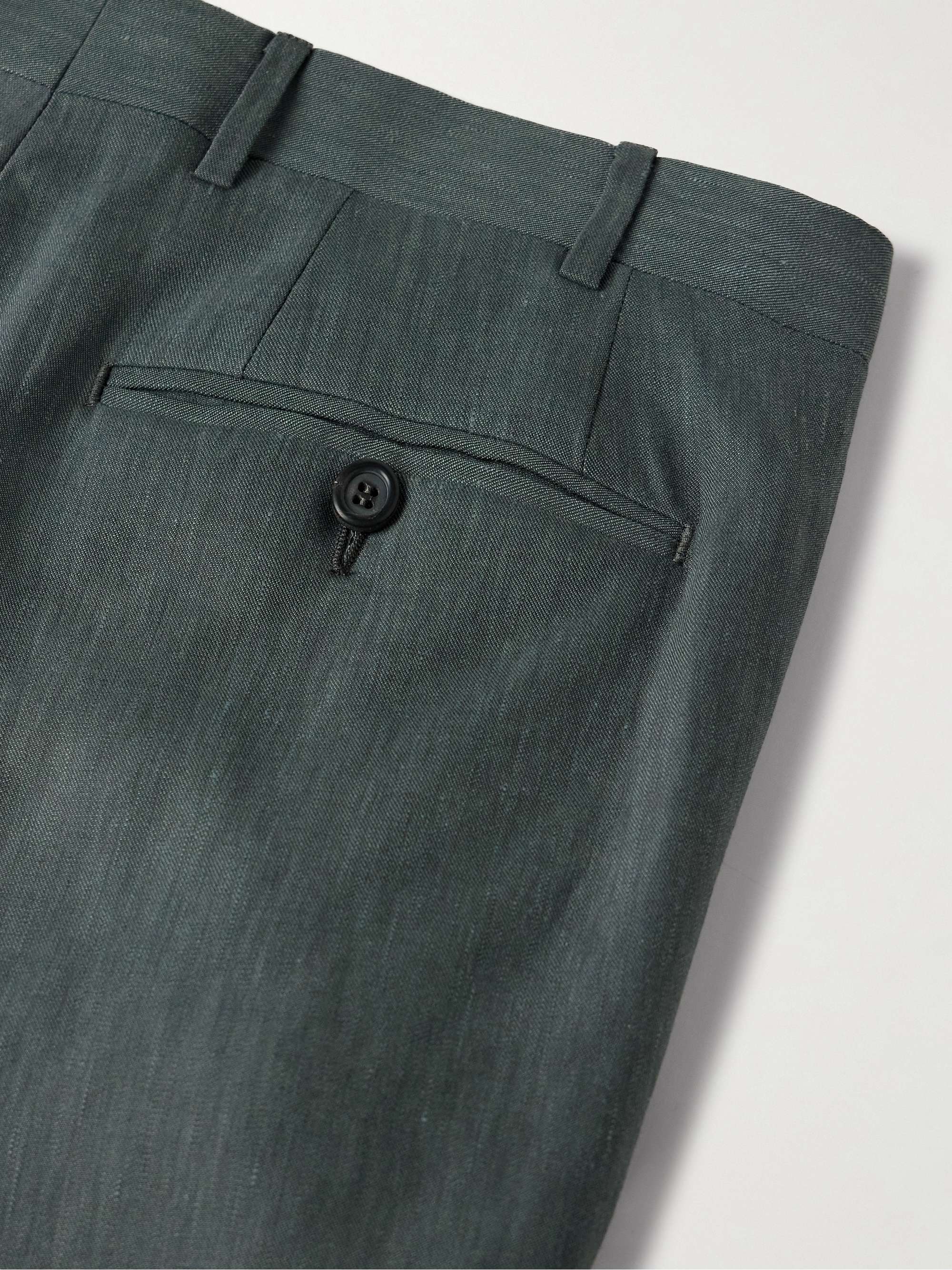 Slim-Fit Linen and Wool-Blend Suit Trousers view