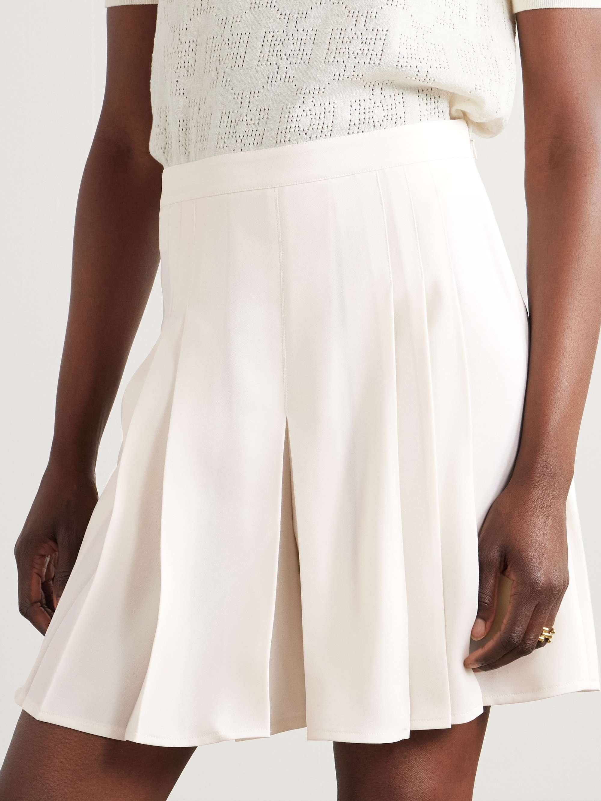 Layered pleated twill shorts view