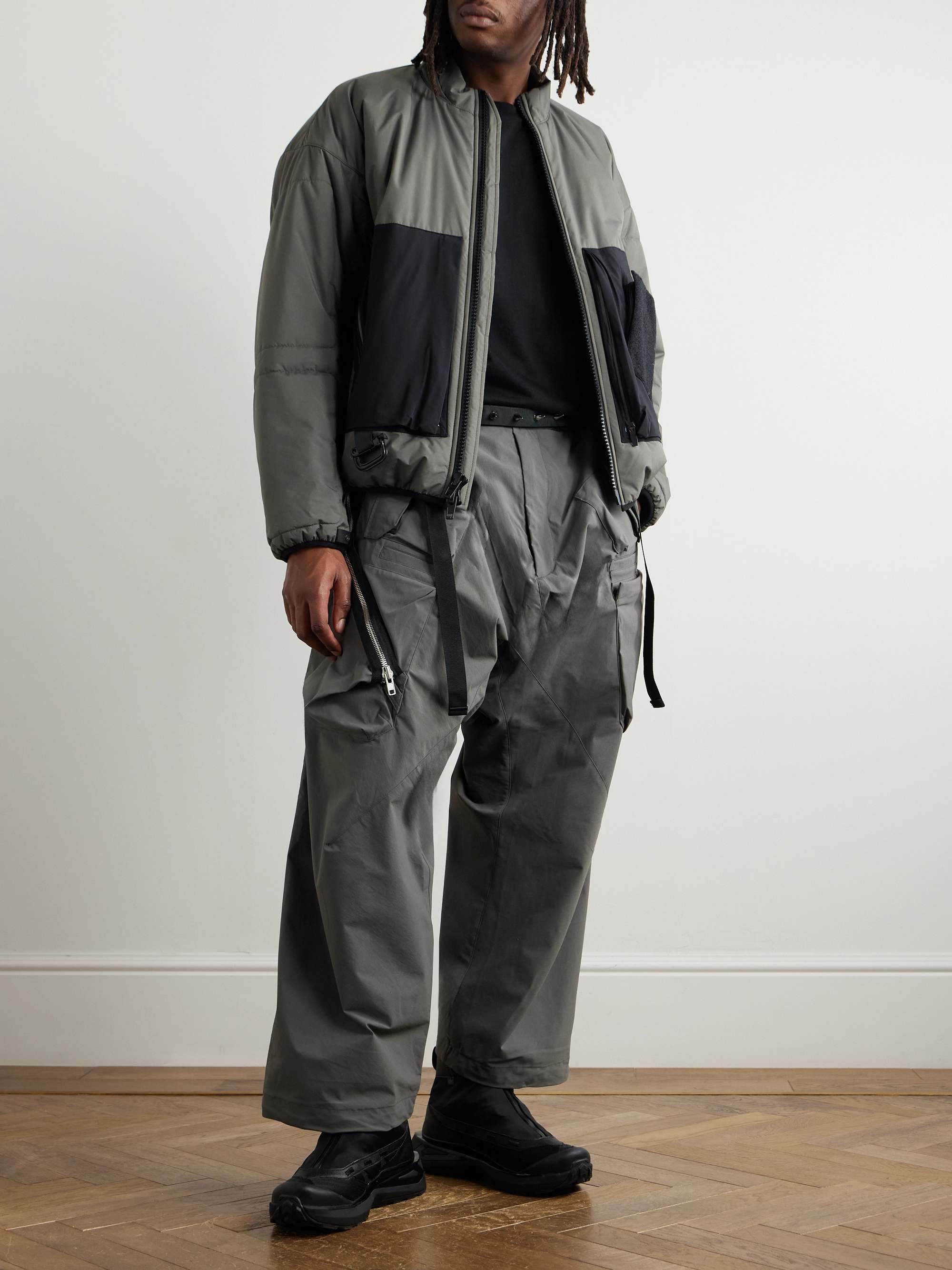 P30AL-E Wide-Leg Belted Layered Encapsulated Nylon Cargo Trousers view