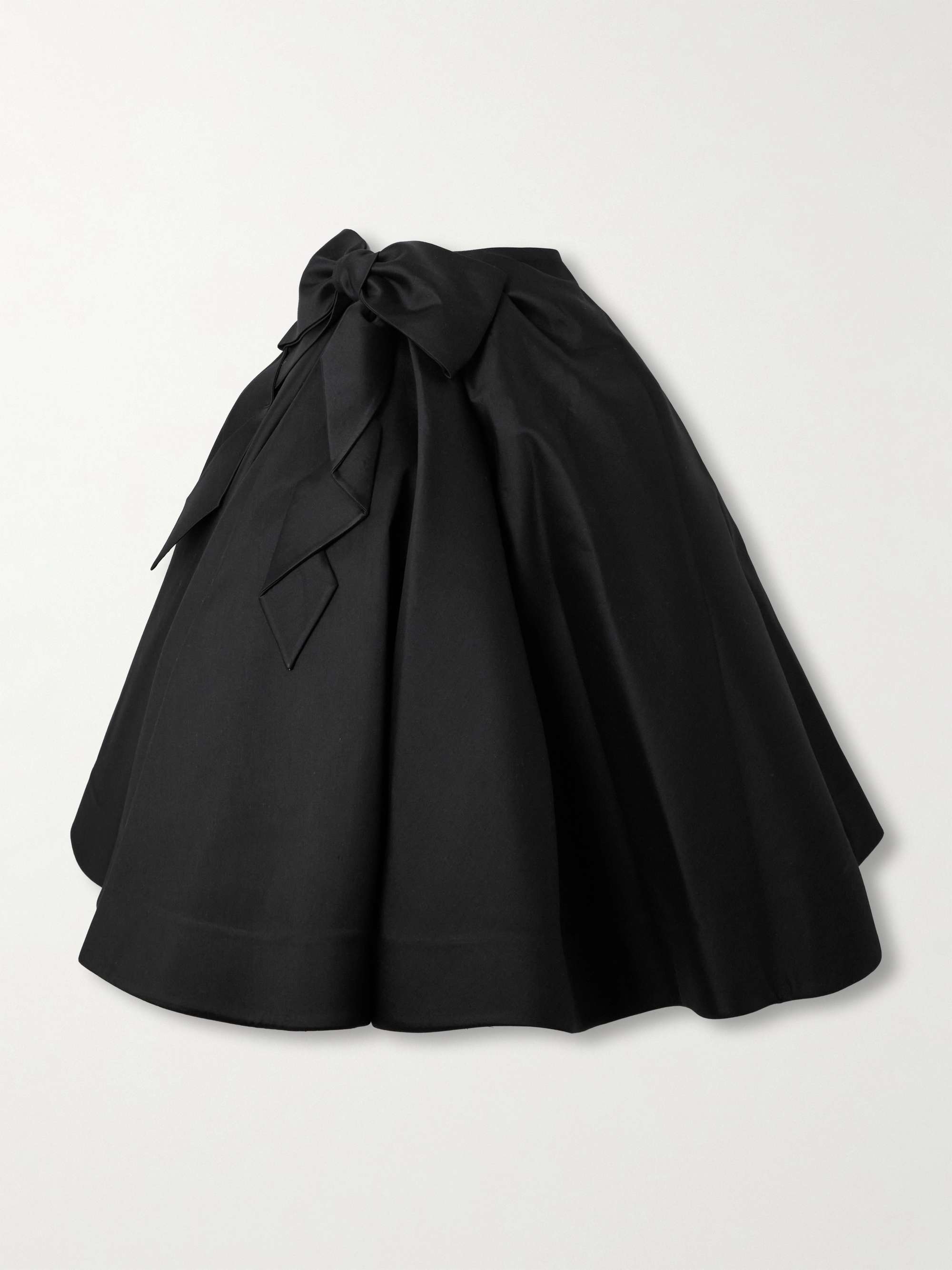 Bow-embellished wool and silk-blend twill midi skirt view