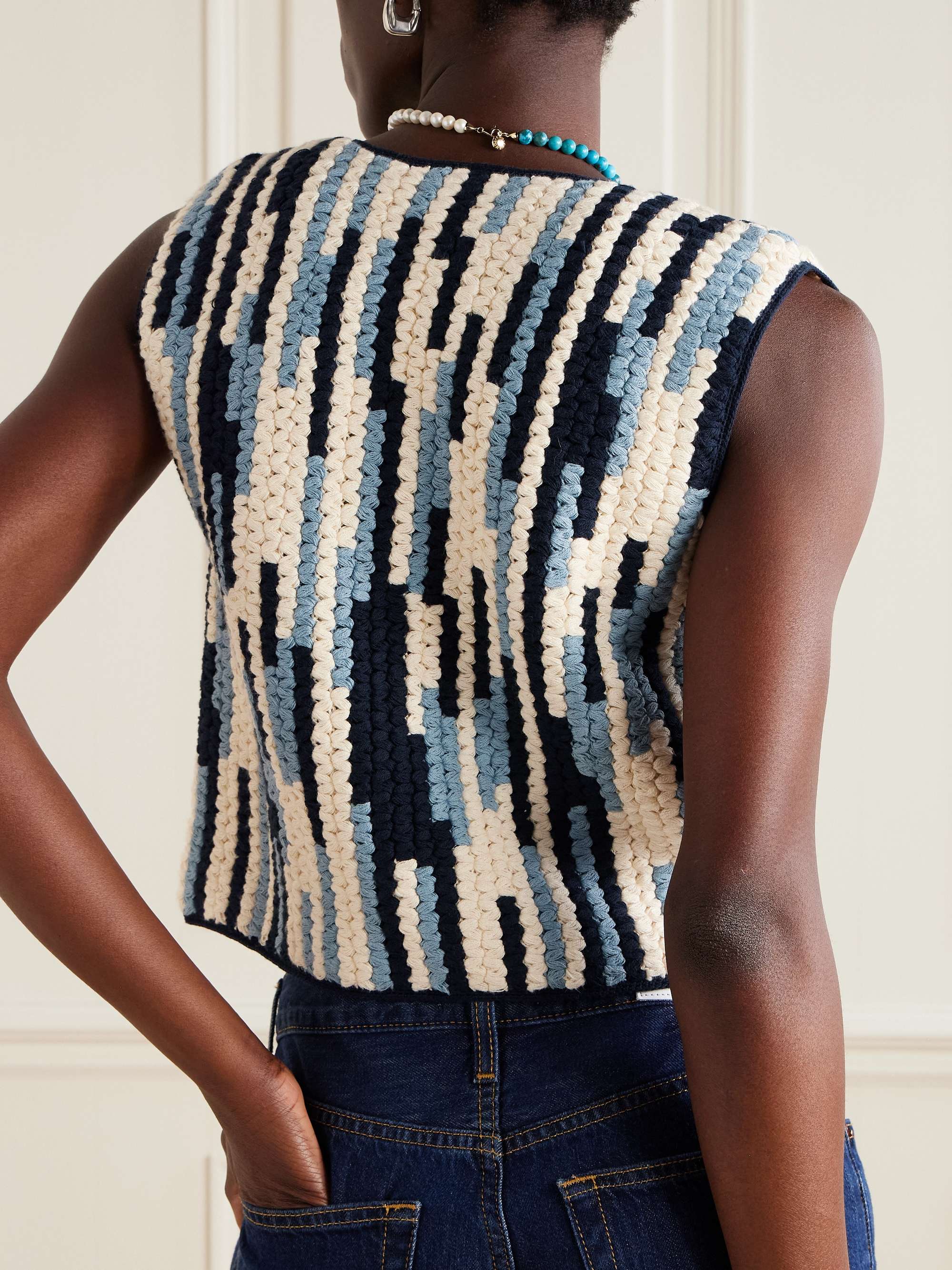 Anadara striped crocheted organic cotton vest view