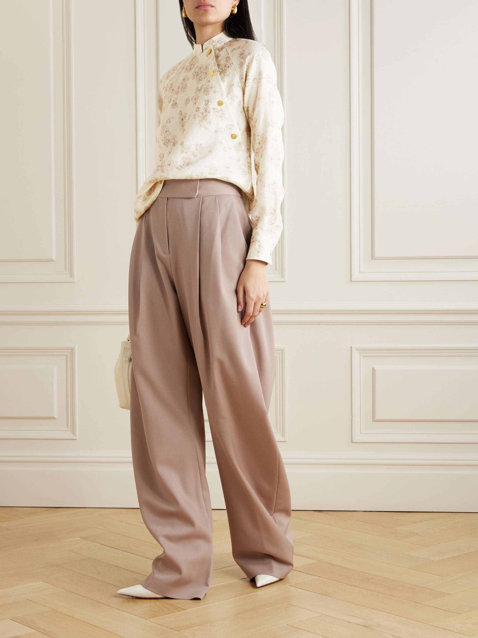 Klara floral-print linen and cotton-blend twill blouse view